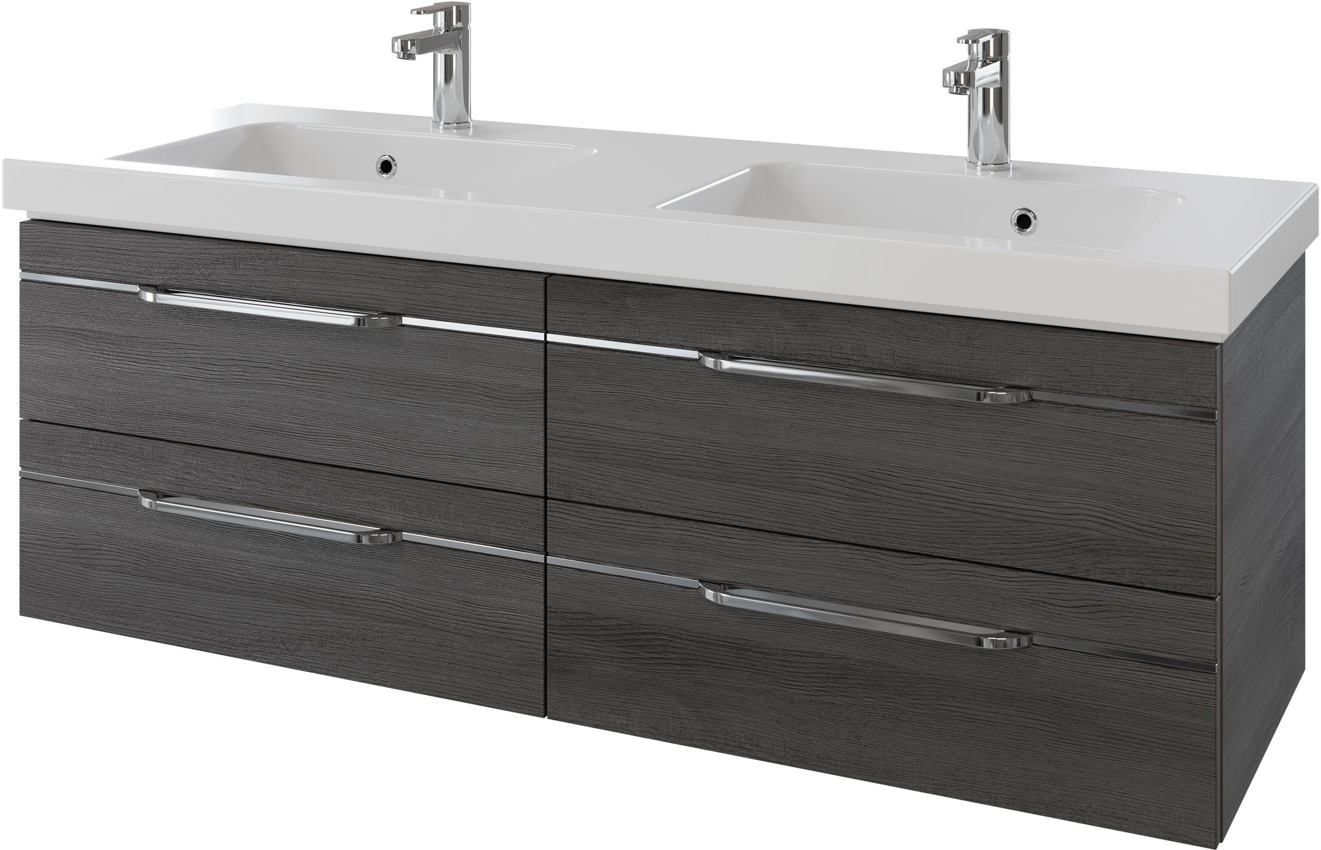 Saphir Waschtisch Serie Balto Mineralmarmor-Waschtisch mit Unterschrank, 147,8 cm breit (2-St), Doppel-Waschplatz mit 4 Schubladen, in verschiedene Ausführungen