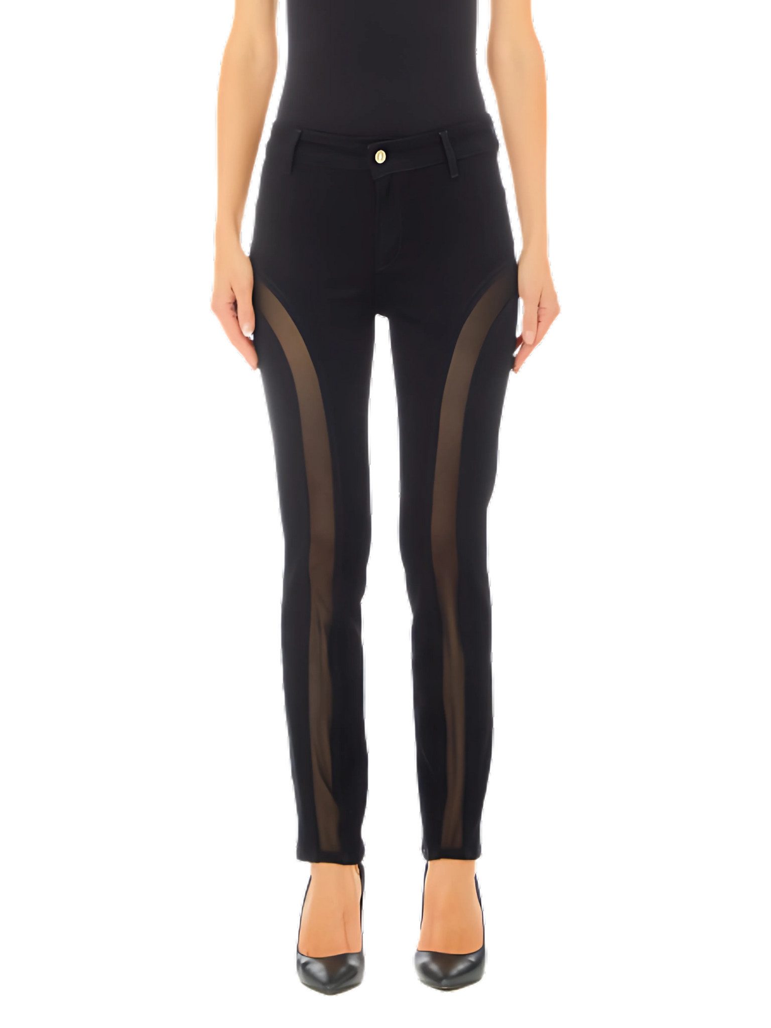 Stoffhose - Hose - Damenhose - transparente Einsätze - skinny fit -  PANTS