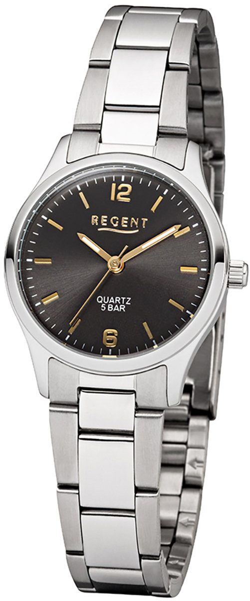 Regent Quarzuhr Regent Damen-Armbanduhr silber Analog, Damen Armbanduhr rund, klein (ca. 29mm), Edelstahlarmband