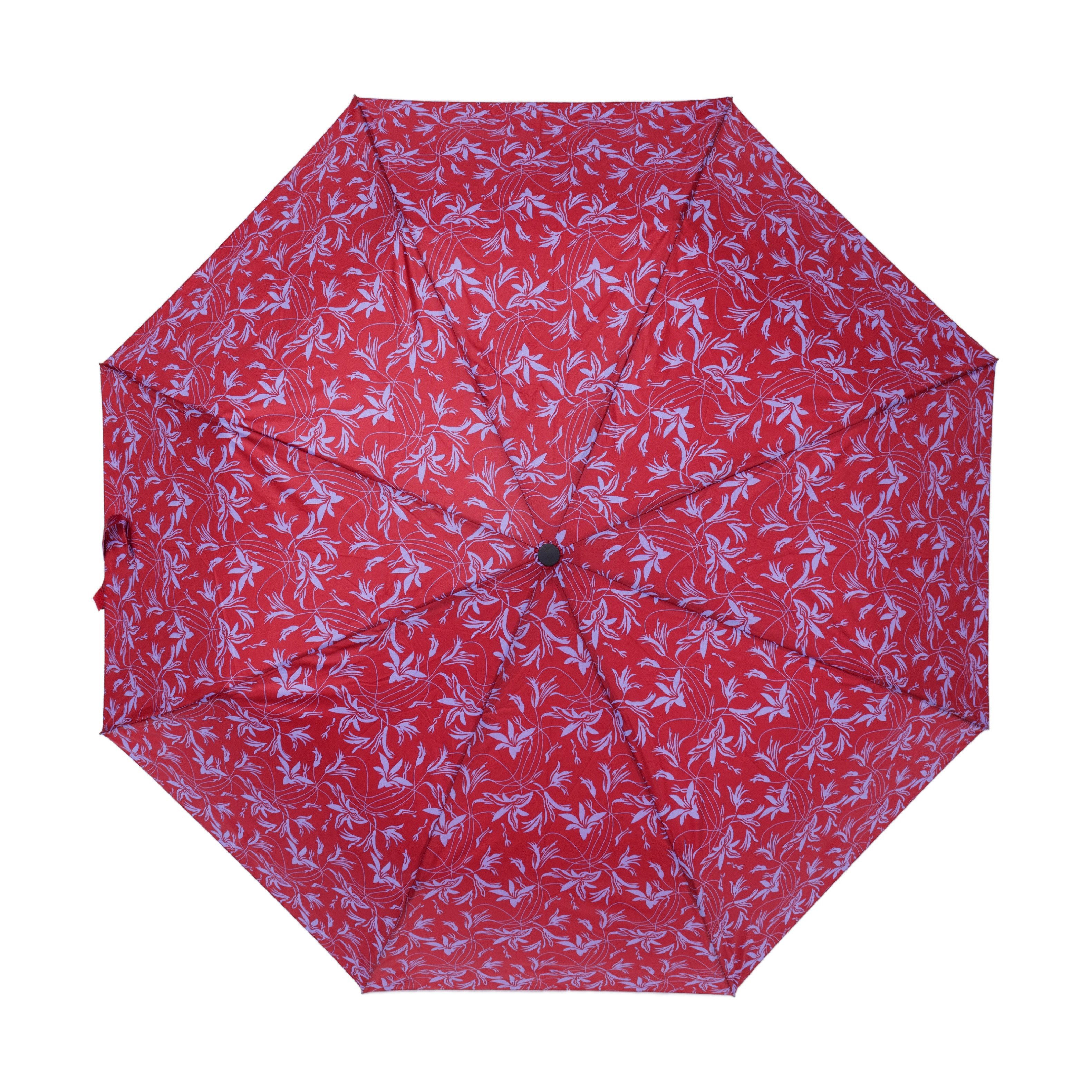 Taschenregenschirm mit Schutzhülle mit Lilien Schutz bei Wind und Regen ø100cm