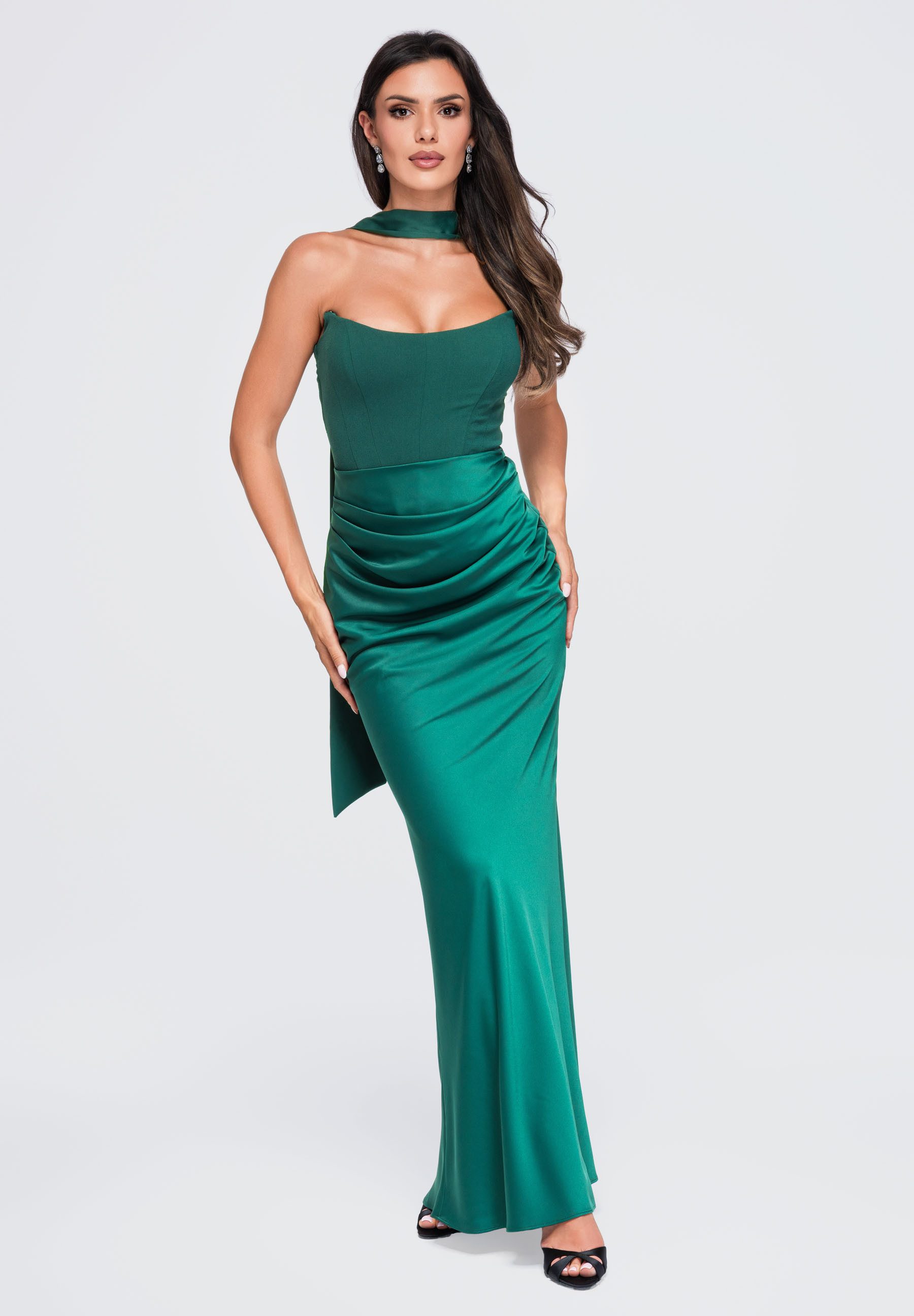 OMBRE Abendkleid Damen Abendkleid Figurbetont Elegant Grün M (kein Set, 1-tlg) in Unifarbe