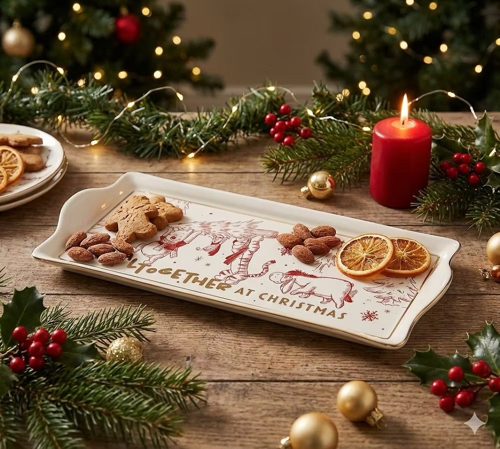Disney Servierplatte Winnie Pooh Servierteller Platte Porzellan Weihnachten 35cm