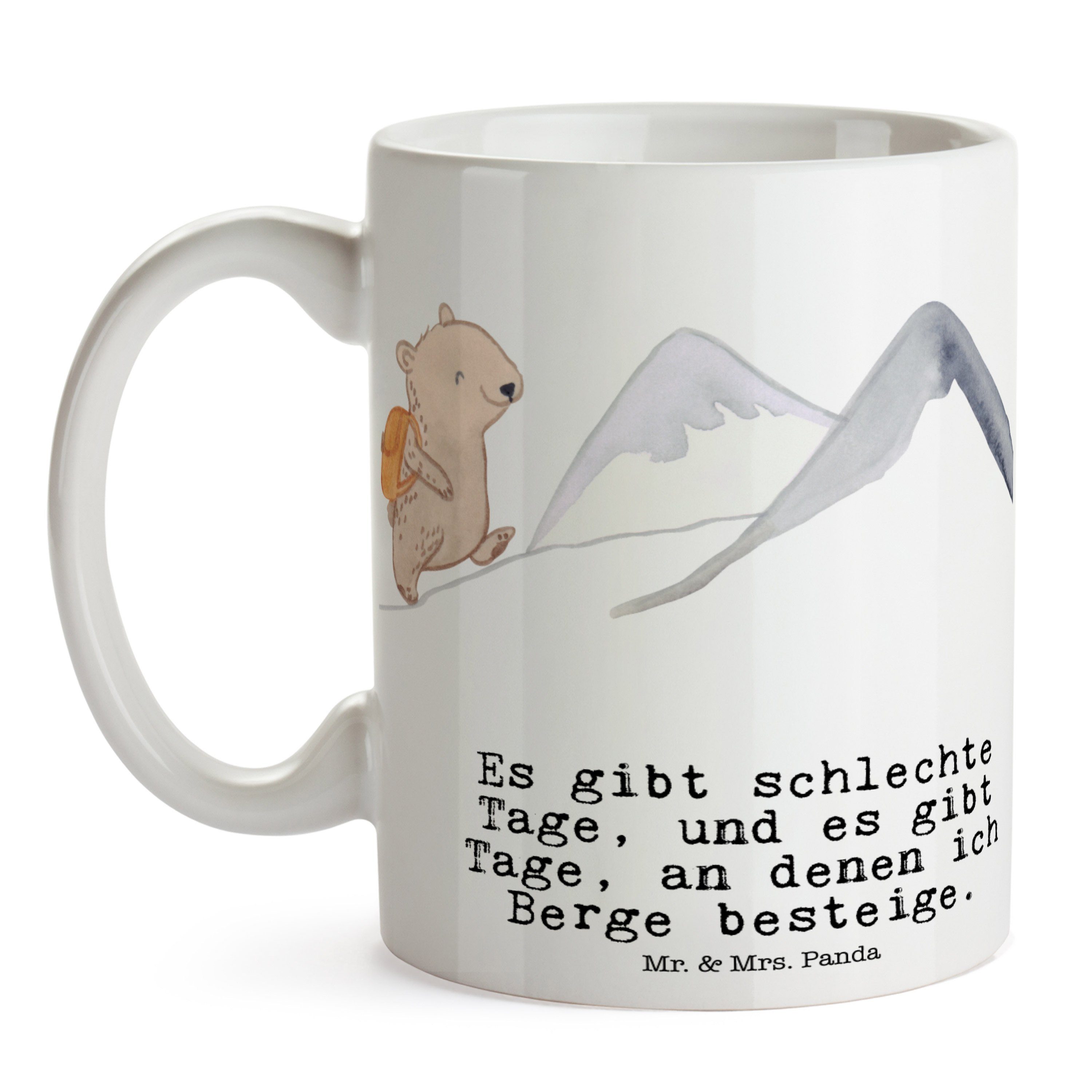 Mr. & Bär - Mrs. Geschenk, - Weiß Bergsteigen Panda Tasse Keramik Keramiktasse, Sportart, Tage wande