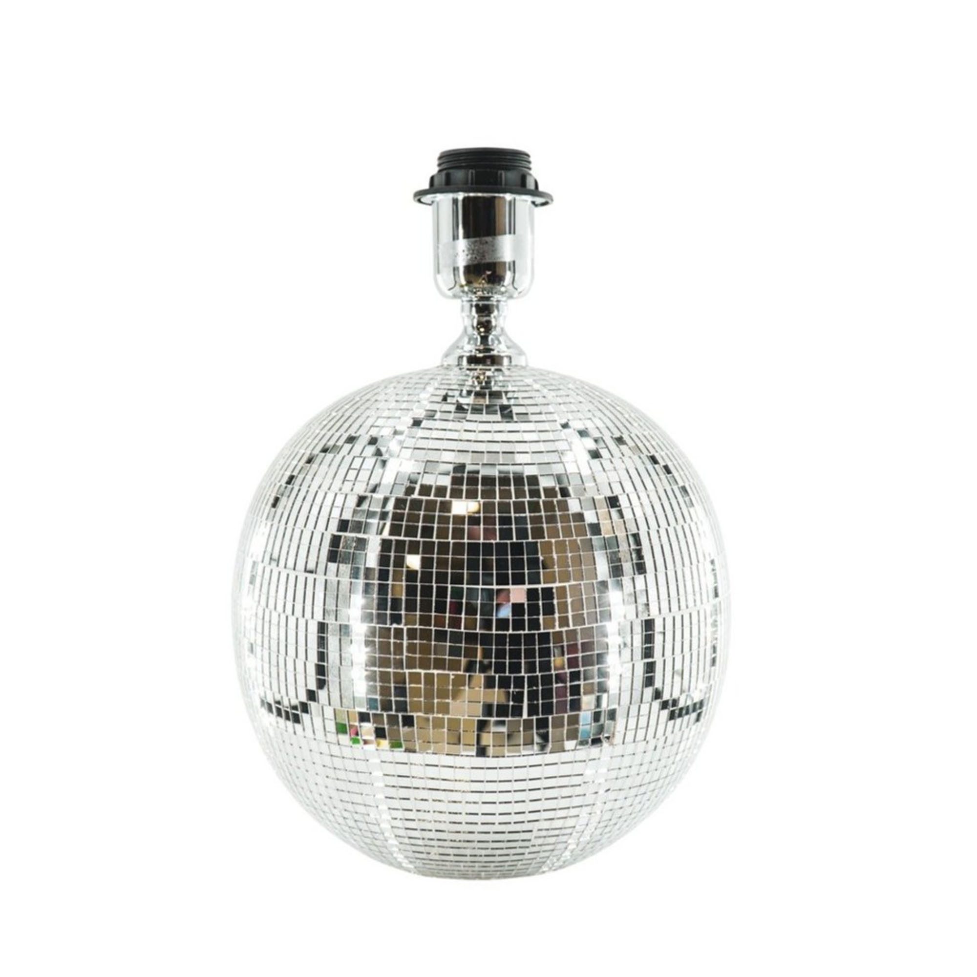 Signature Home Collection Tischleuchte Tischlampe Disco Lampenfuß aus Glas Silber 20x20x20 cm, ohne Leuchtmittel, Lampe in Diskokugel Optik