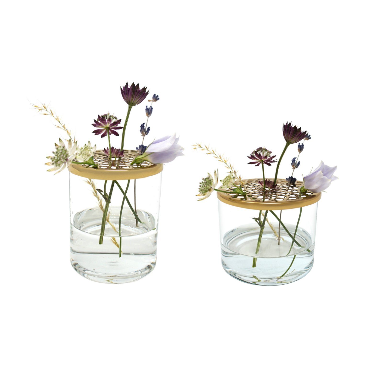 LaLe Living mit Glas Vasen und Eisen in kleinen 2-teilig Größen), Gold aus aus Set 2 in Deckel verschiedenen Buket (2-teiliges Dekovase Set, bestehend
