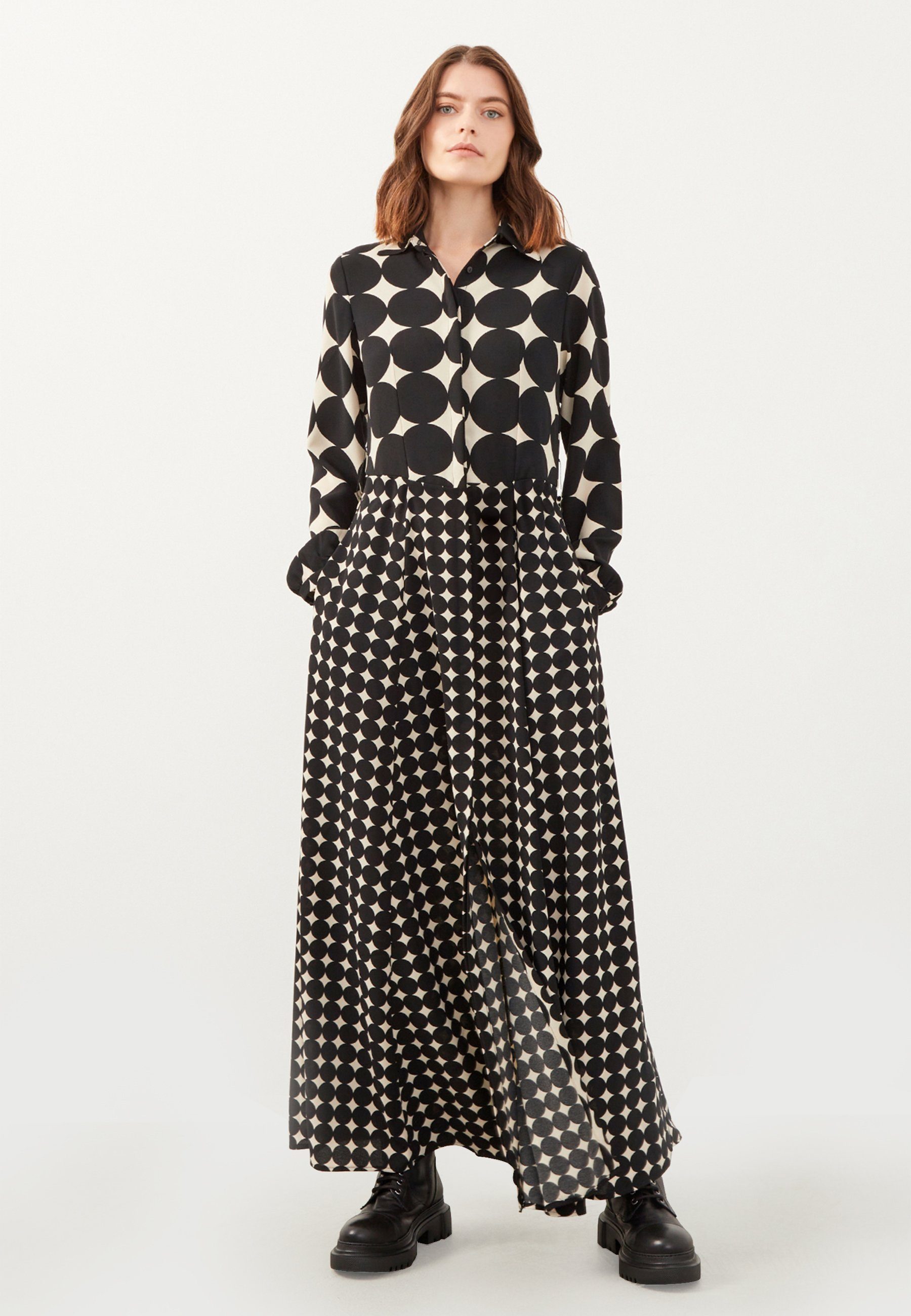 JUST LIKE YOU Hemdblusenkleid Schwarz-weiß gemustertes Hemdkleid mehr