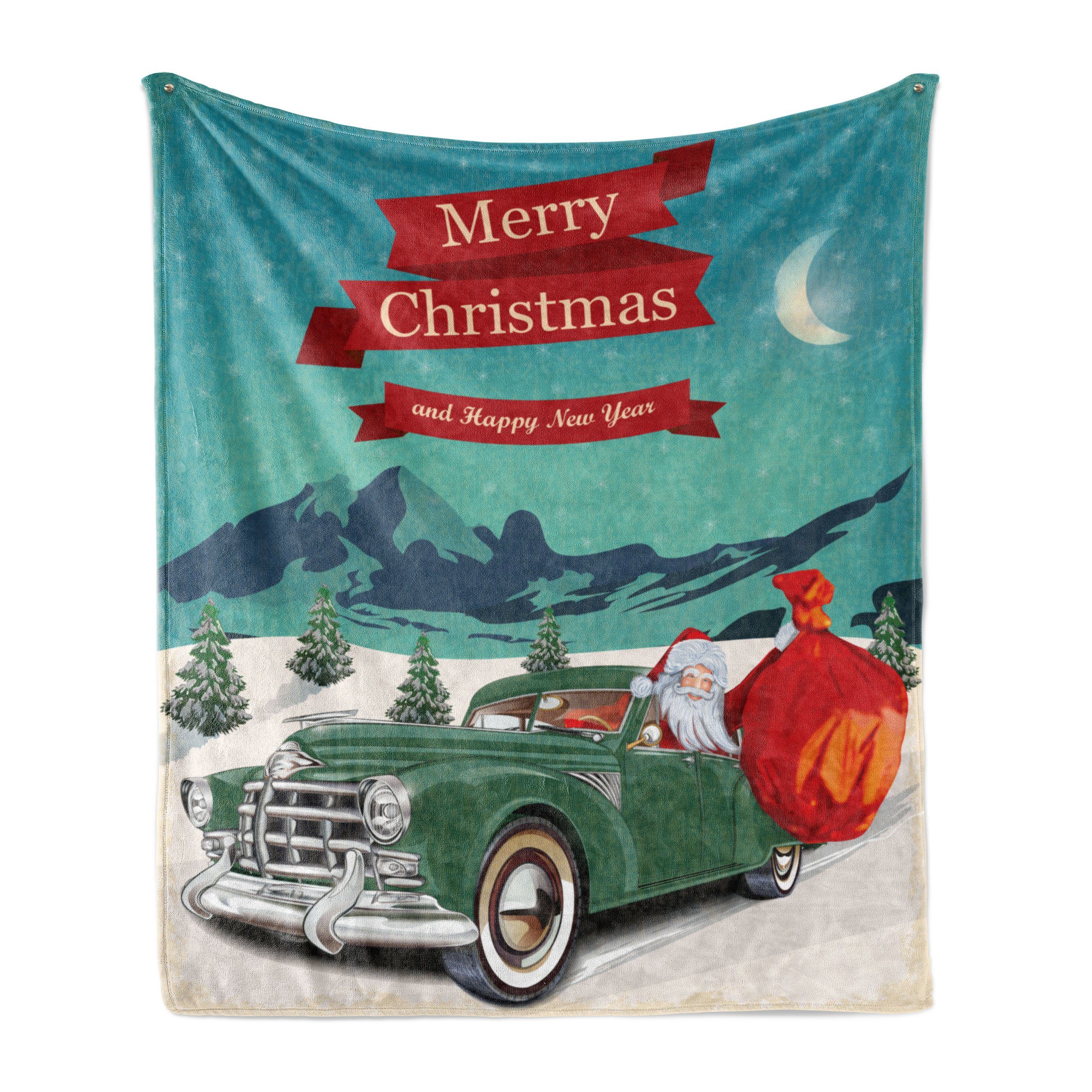 Wohndecke Gemütlicher Plüsch für den Innen- und Außenbereich, Abakuhaus, Weihnachten Sankt in der Classic Car