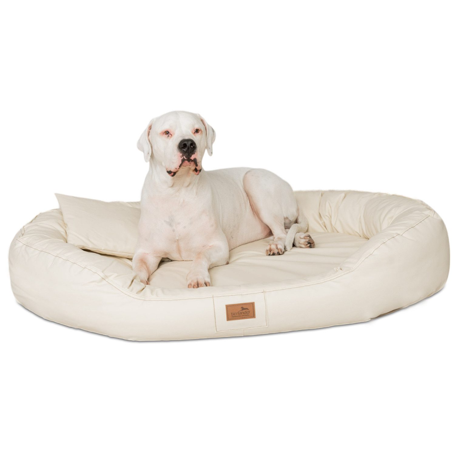 Tierlando Orthopädisches Hundebett Lennart VIP – 140x105 Cm, Mit Visco-Plus-Matratze, Grauer Kunstleder-Velours-Bezug