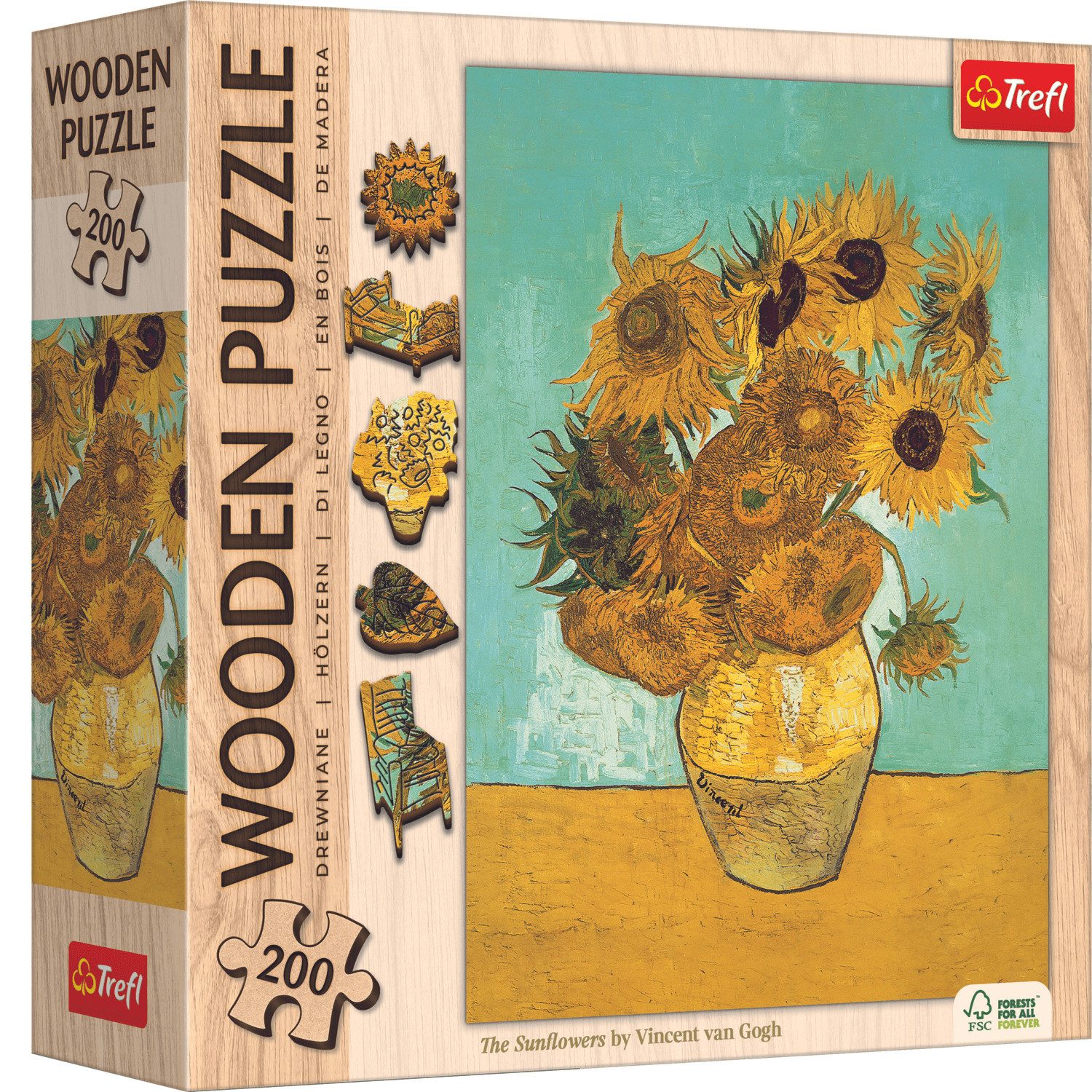 Trefl Puzzle Sonnenblumen Vincent van Gogh aus Holz, 200 Puzzleteile