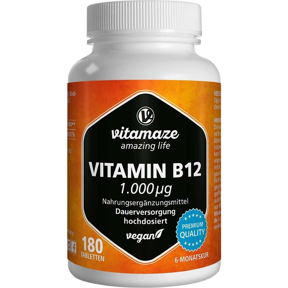 Vitamaze VITAMIN B12 1000 μg hochdosiert vegan Tabletten Tabletten, 180 St.