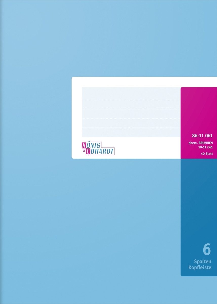 Notizbuch Spaltenbuch A4 mit Kopfleiste 6 Spalten 40 Blatt hellblau