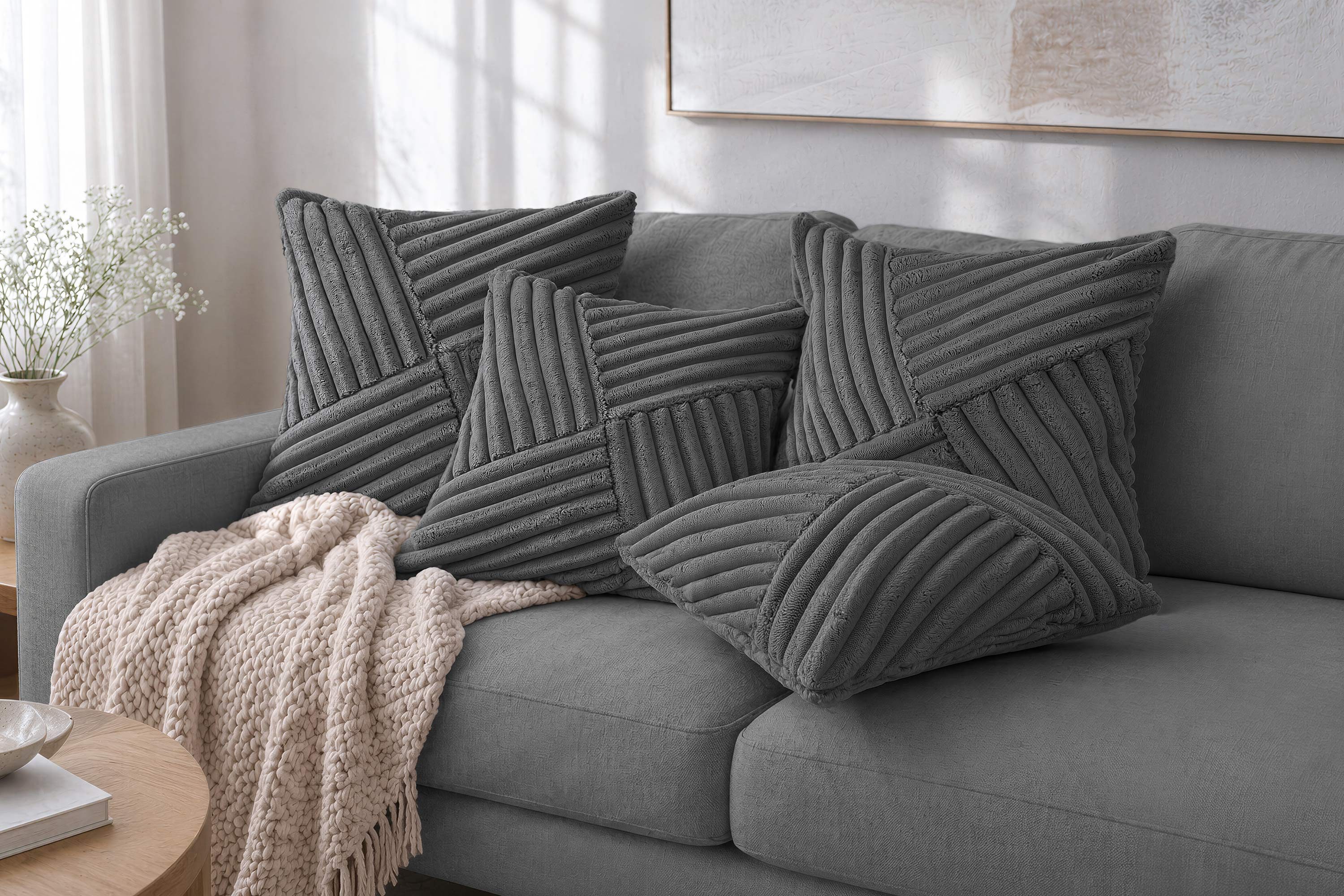 Amilian Kissenbezüge 4er Set Kissenhüllen dekorativ weich für Sofa & Couch, Kissenbezug für Dekokissen Zierkissen Kissen