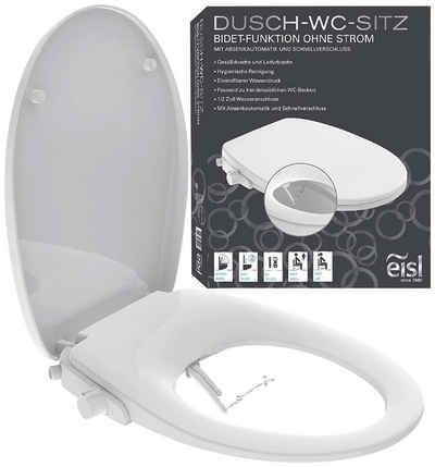 Eisl Dusch-WC-Sitz, Bidet Einsatz für Toilette, Toilettendeckel mit Absenkautomatik und Schnellverschluss, WC Dusche, Toilettensitz Weiß