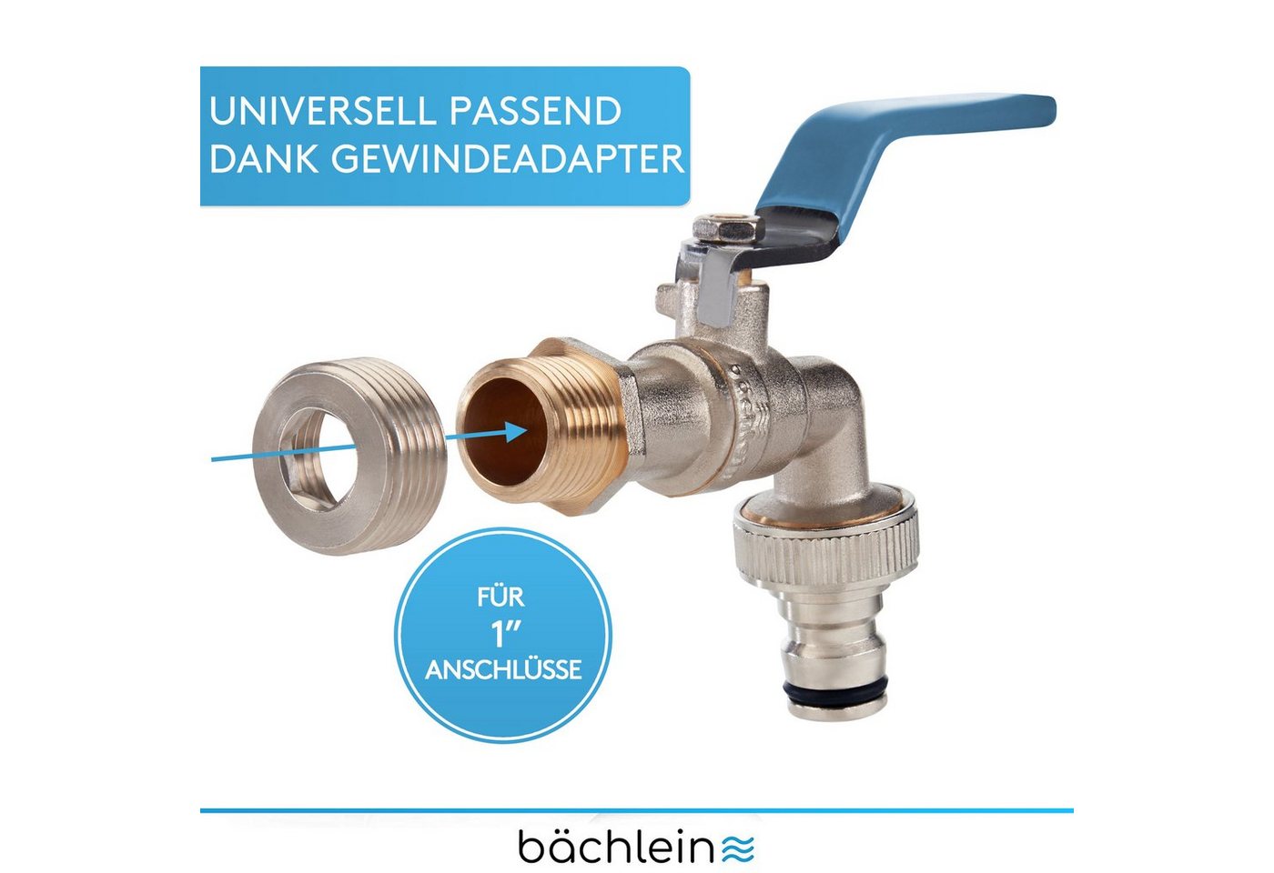 Thumbnail - Bächlein Absperrventil Wasserhahn für den Garten - inkl. Adapter und PTFE-Tape