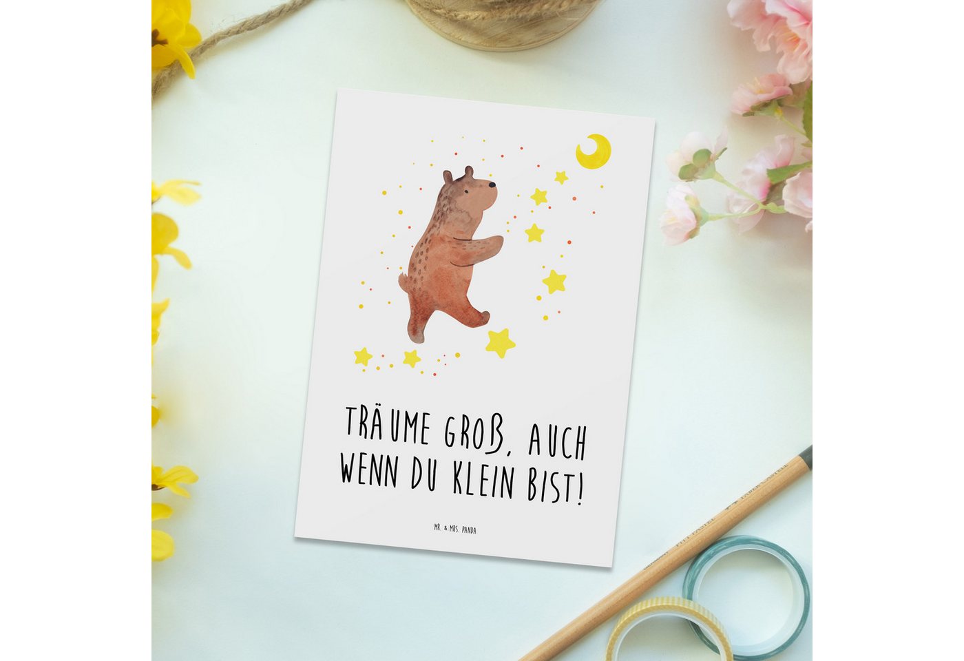 Thumbnail - Mr. & Mrs. Panda Postkarte Alleine schlafen lernen - Weiß - Geschenk, Leidenschaft, Mutmacher, P
