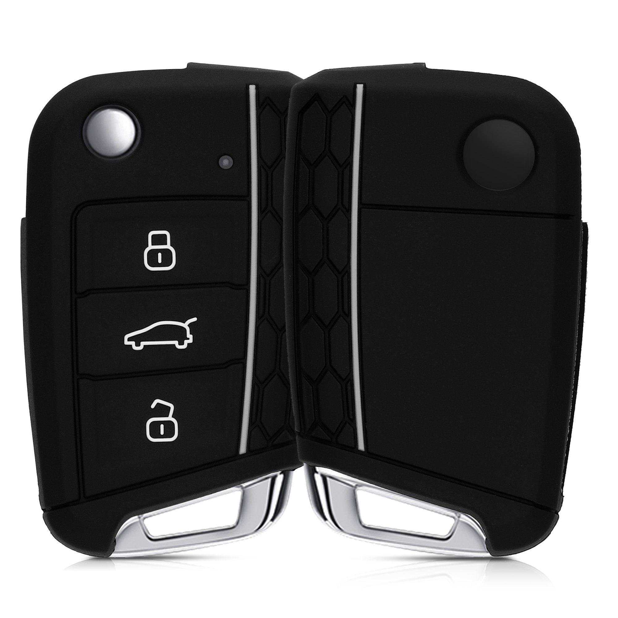 kwmobile Schlüsseltasche Autoschlüssel Silikon Hülle für VW Golf 7 MK7, Schlüsselhülle Schlüssel Case Cover Schwarz-Grau | Schlüsseltaschen