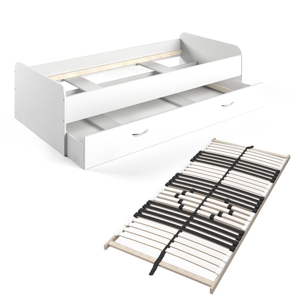 VitaliSpa® Kinderbett Enzo, Weiß, 90x200 cm mit Lattenrost