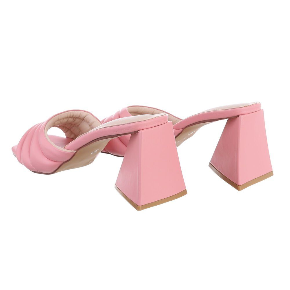 Sandalen Freizeit & in Ital-Design Mules High-Heel-Sandalette Blockabsatz Damen Pink Sandaletten