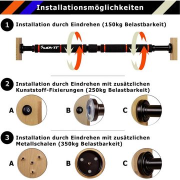 MOVIT Klimmzugstange Movit® Türreck Klimmzugstange zum Eindrehen, stufenlos anpassbar, transparente Seitengummis, Softgrip, 3 Farben