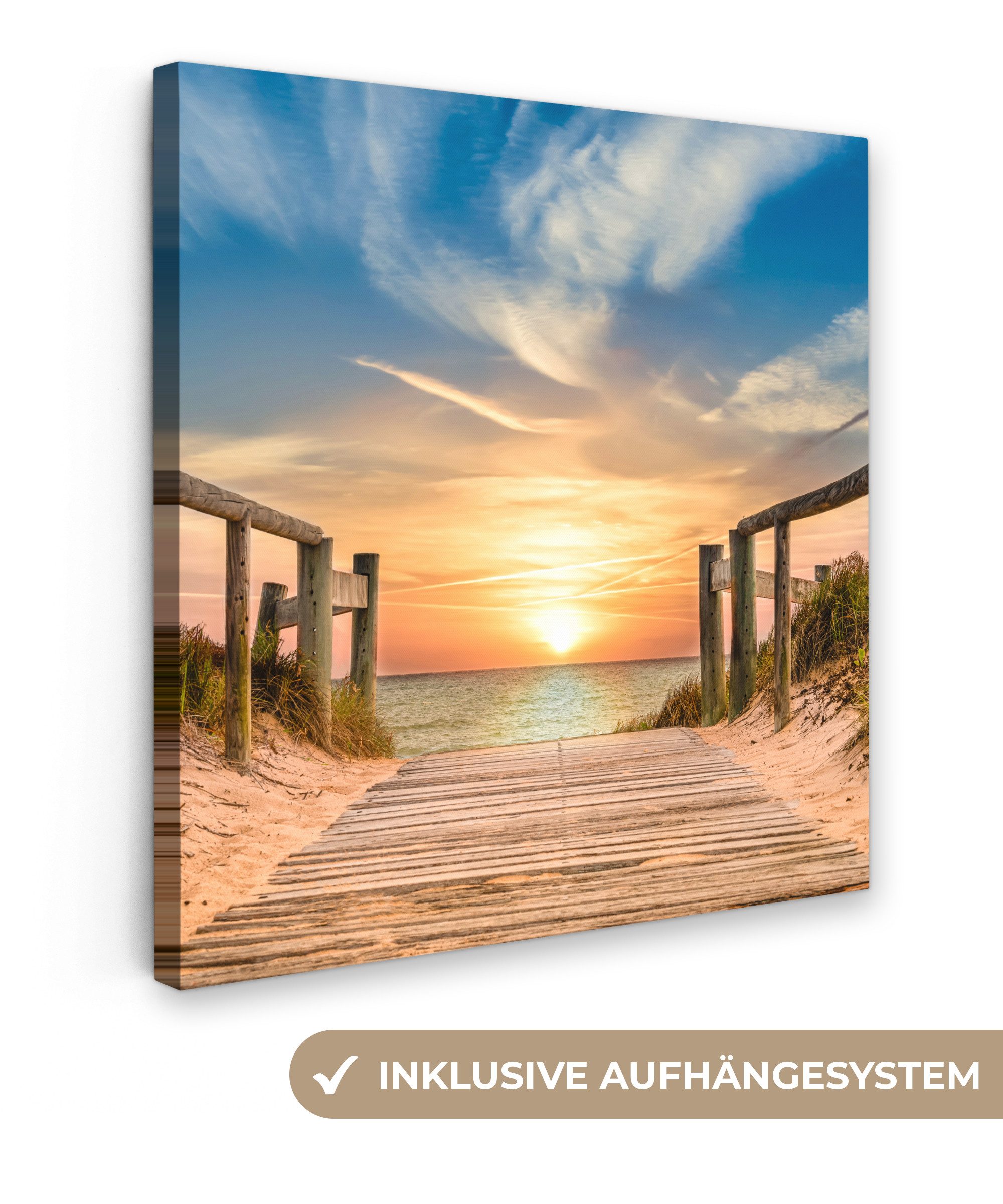 OneMillionCanvasses® Leinwandbild Strand - Sonnenuntergang - günstig online kaufen