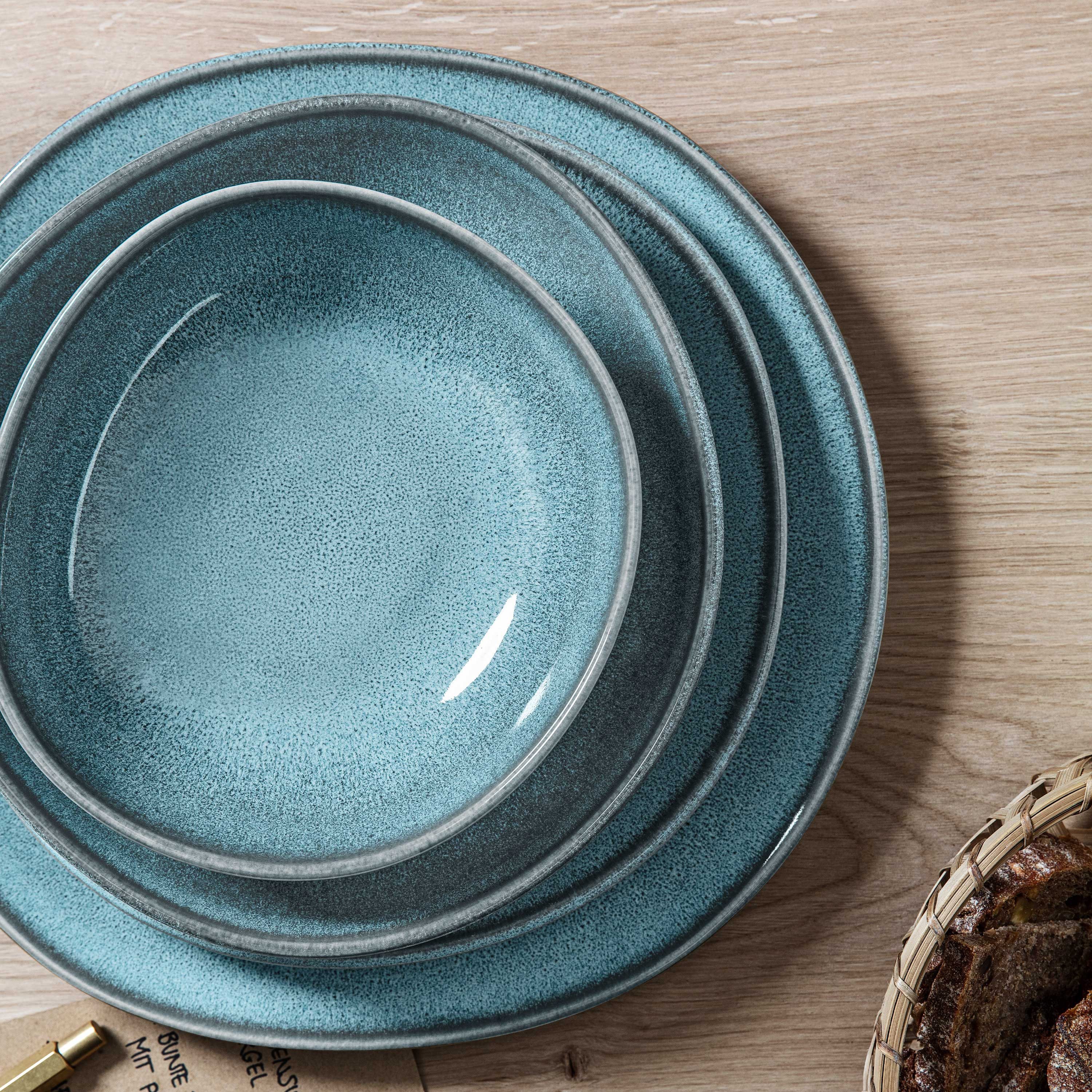 like. by Villeroy & Boch Geschirr-Set Lave glacé (4-tlg), 2 Personen, Steingut, Teller Set, Effektglasur, Steingut