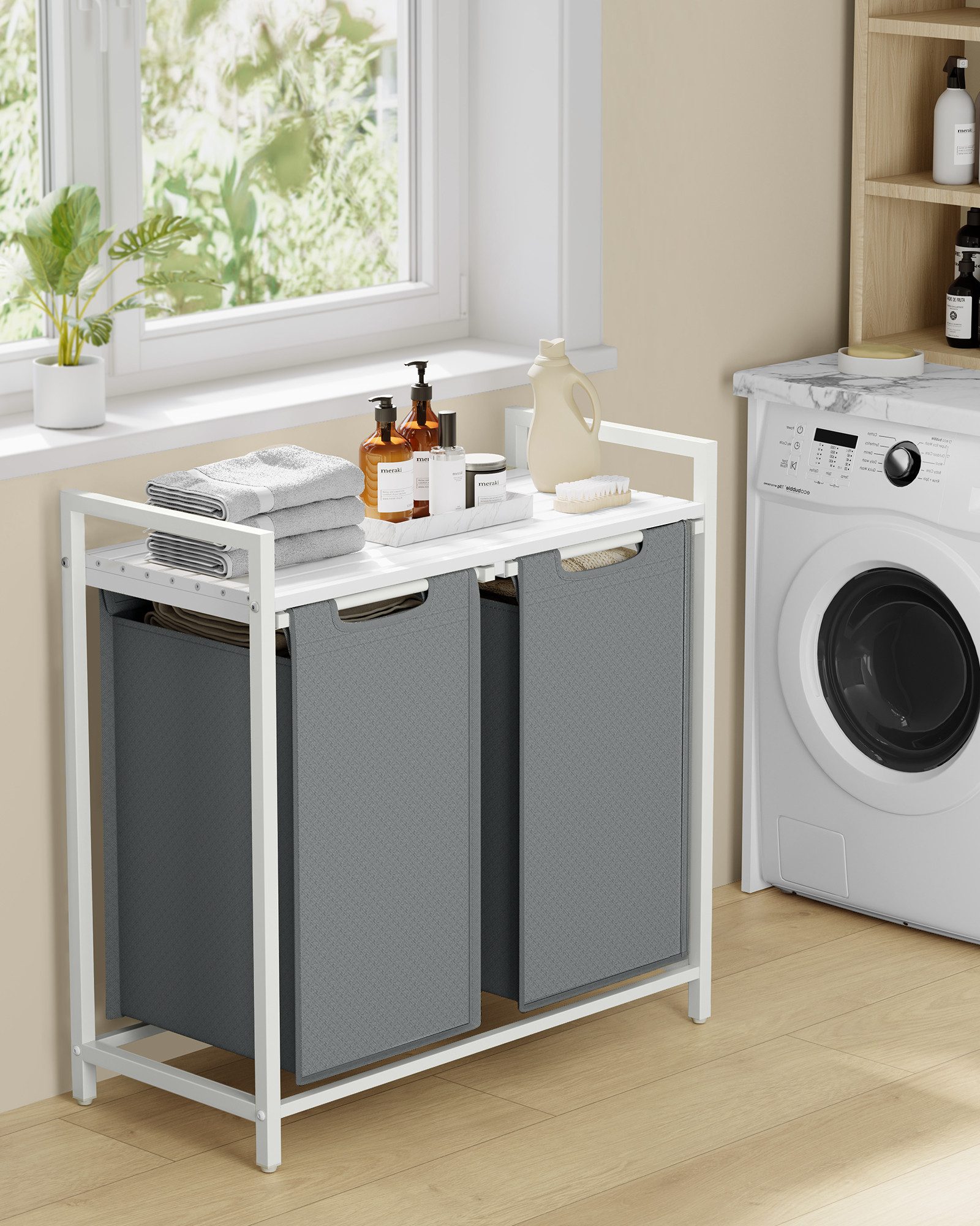 VASAGLE Wäschekorb, 2 Wäschesäcke aus Oxford-Gewebe, abnehmbar, 2 x 46 L günstig online kaufen