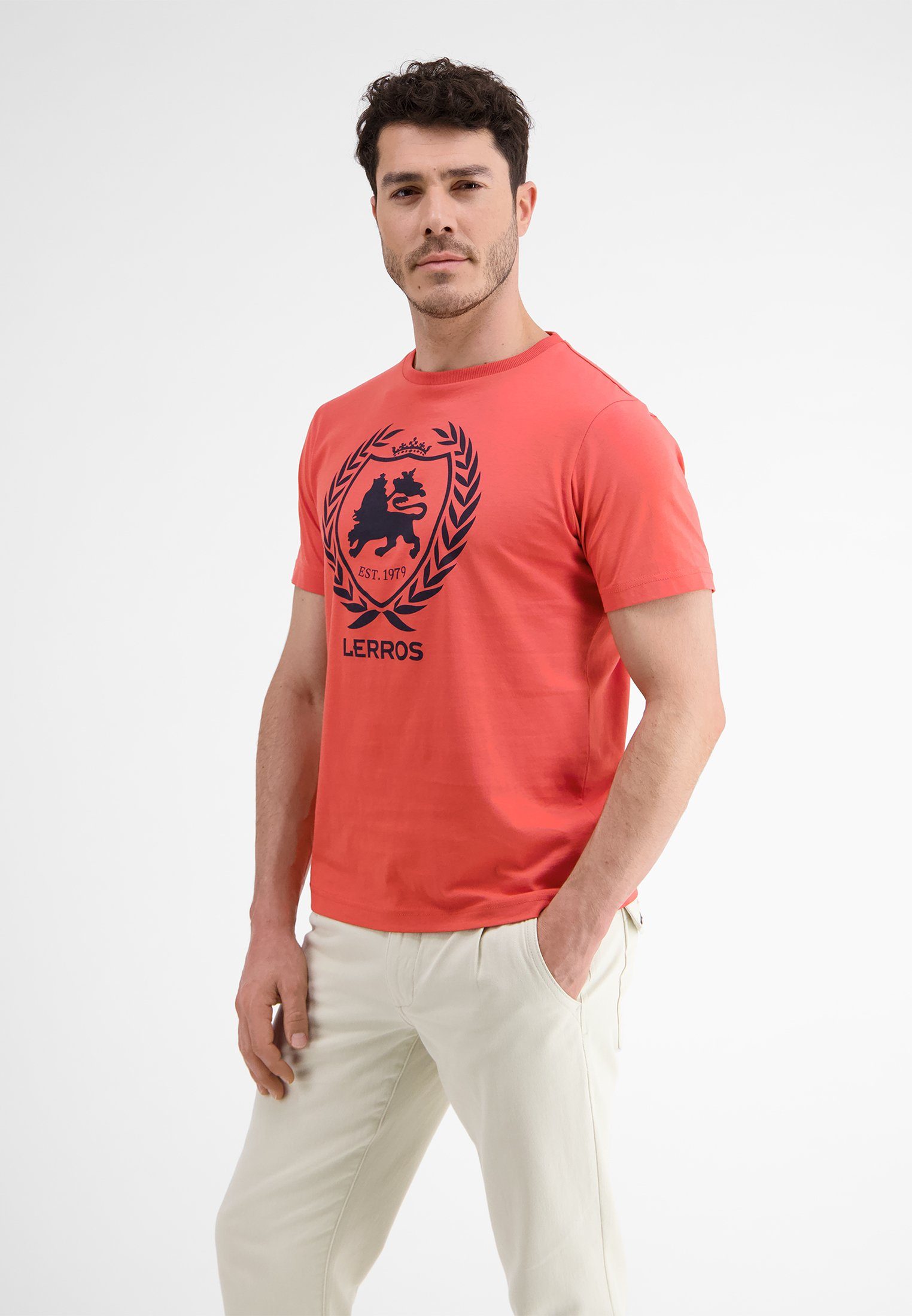 T-Shirt HIBISCUS RED Logoprint LERROS T-Shirt, LERROS