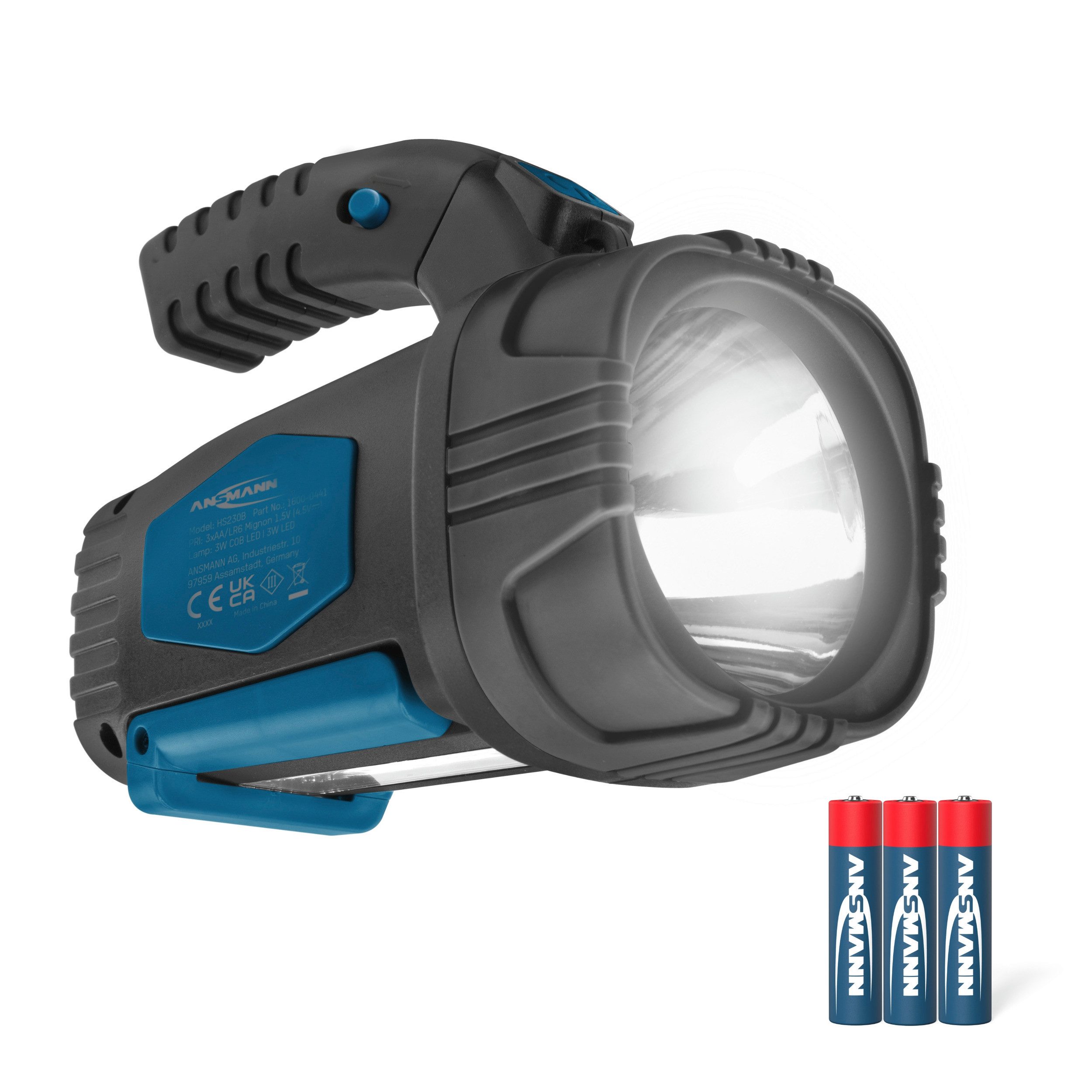 ANSMANN AG LED Scheinwerfer HS230B LED Handscheinwerfer ideal für Camping, Arbeit, Garten, Wandern