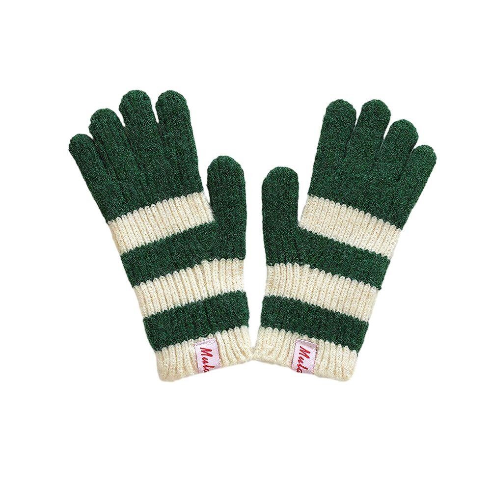 SRRINM Strickhandschuhe Gestrickte gestreifte kontrastierende warme Handschuhe