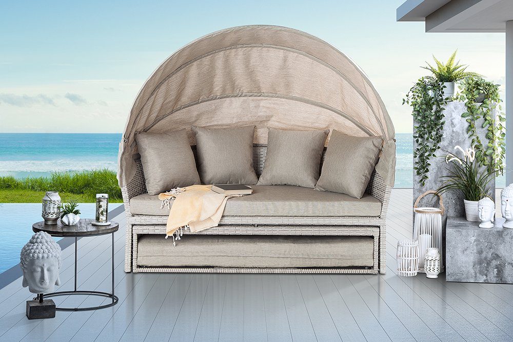 LIVING natur beige 165cm Teile, | beige, 2 und inkl. riess-ambiente Kissen Loungebett PLAYA / natur drehbarer Sitzfläche