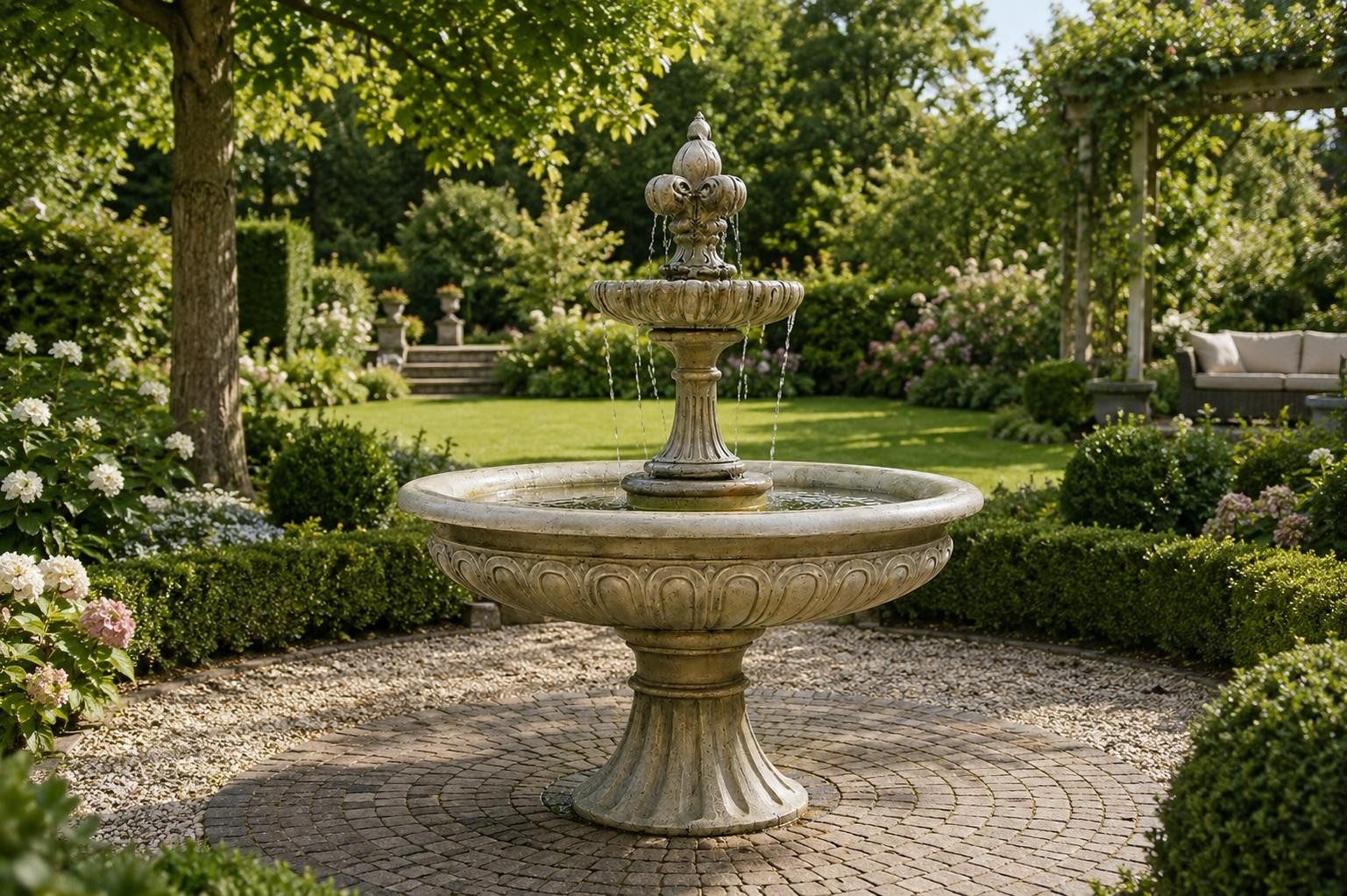 Xlmoebel Gartenbrunnen Dekorativer Wasserbrunnen 1085 mit ruhiger Wasserfontäne Sofort, (1 tlg), Hergestellt in Europa
