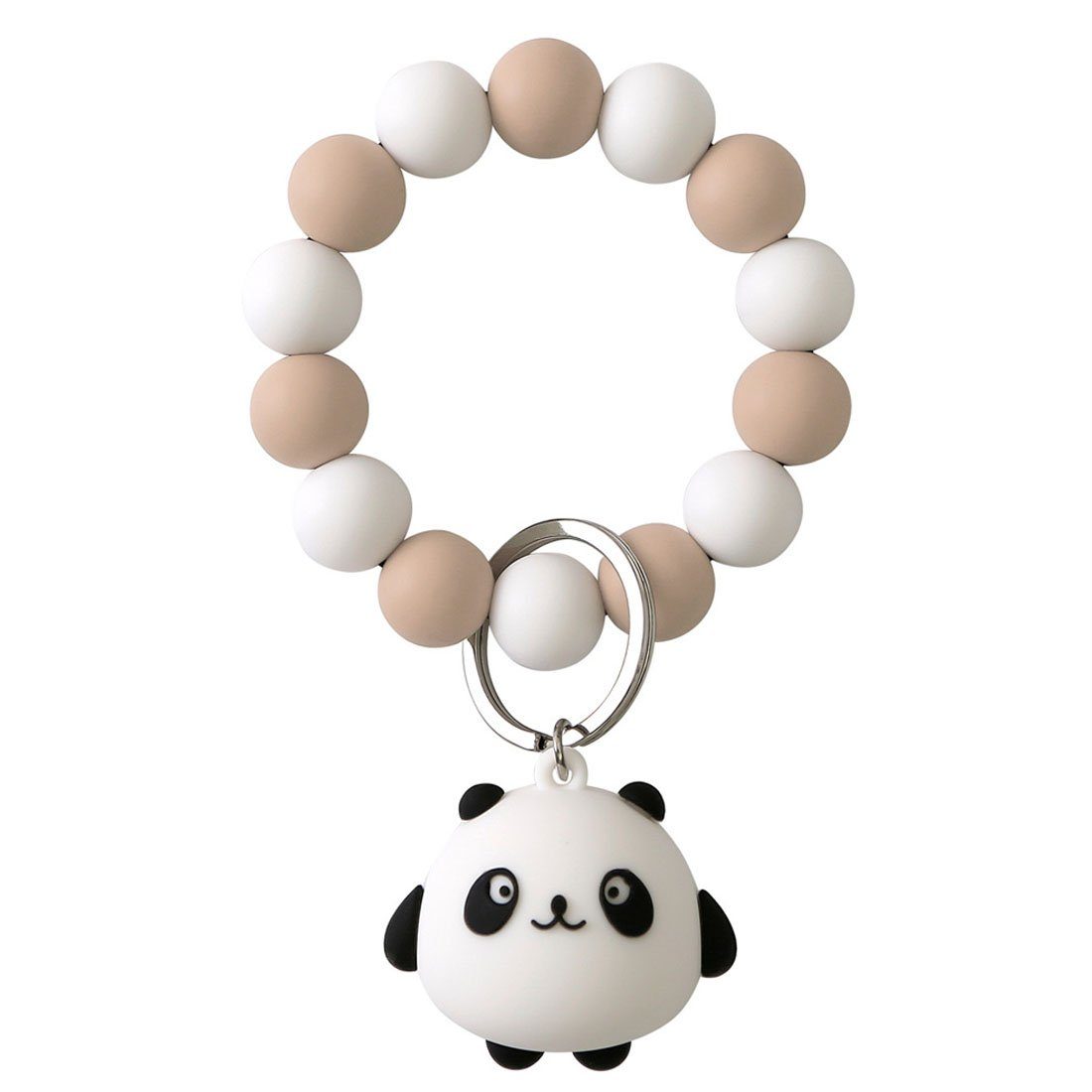 DÖRÖY Schlüsselanhänger Panda Silikon-Schlüsselanhänger Handgelenk Perlen das khaki mit für
