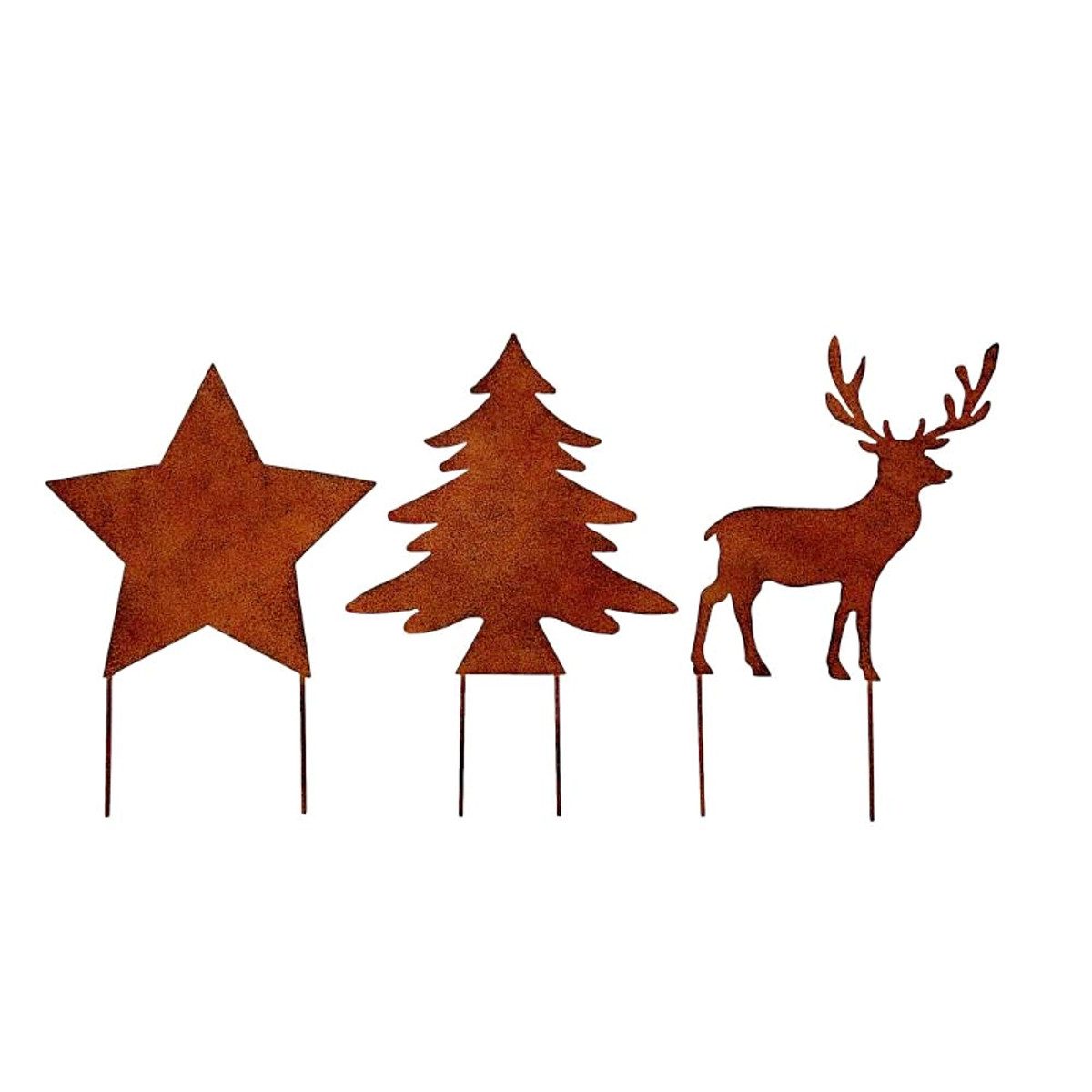 Macosa Home Dekofigur 3er Set Dekostecker Weihnachten Metall Rost Stern Tan günstig online kaufen