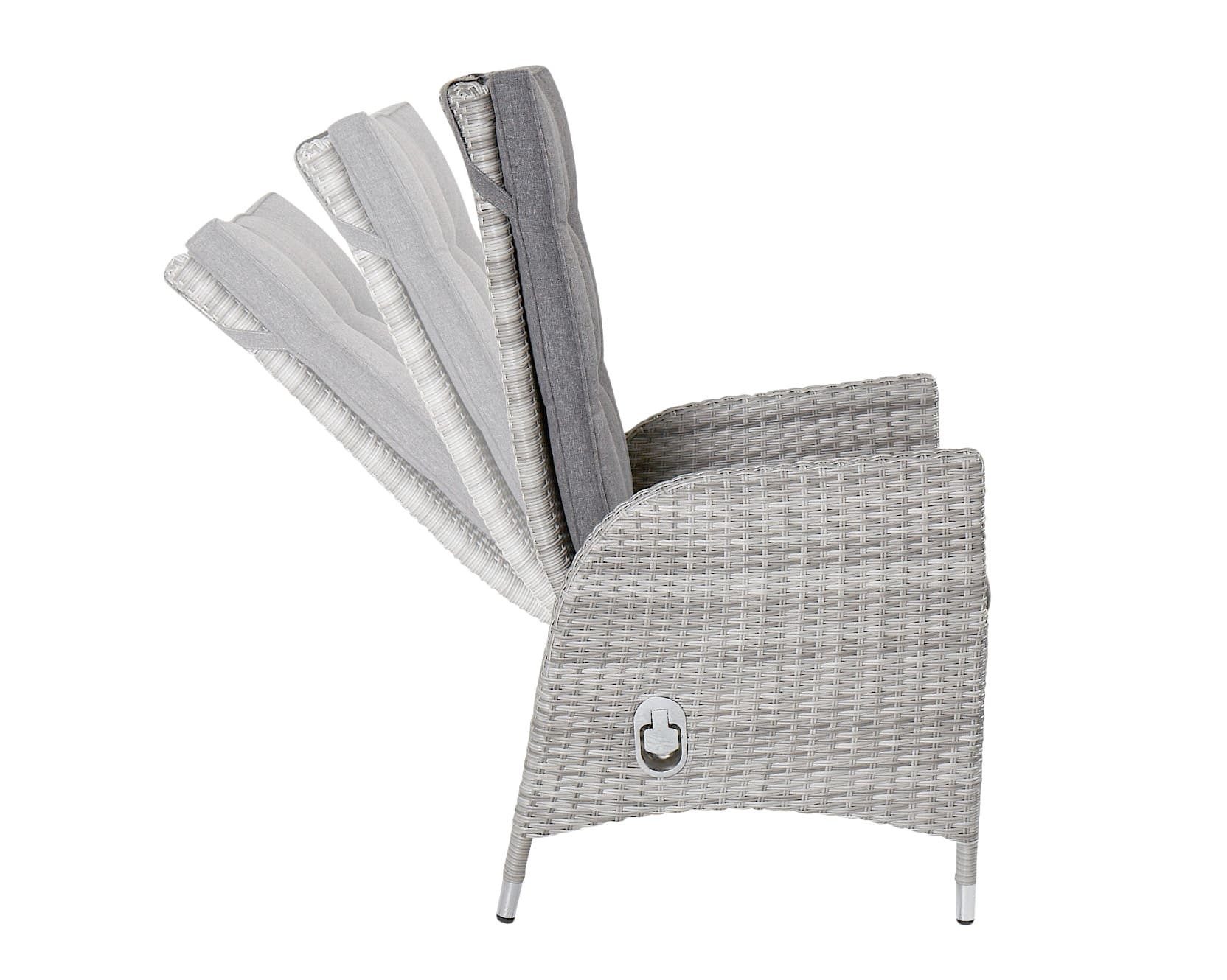 dasmöbelwerk Gartenstuhl Positionsstuhl Boston Verstellsessel Gartenstuhl Esstischstuhl Grau, verstellbarer Rückenlehne