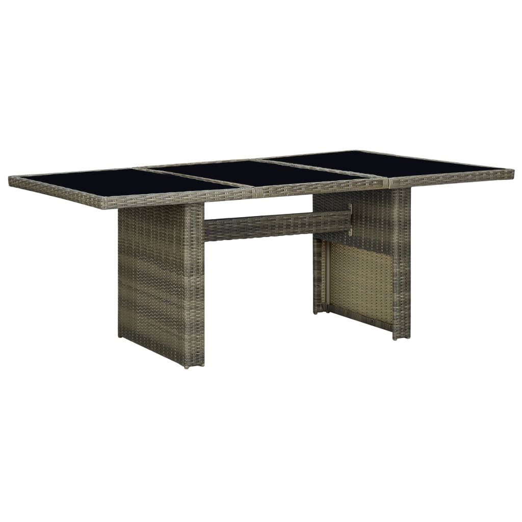 vidaXL Gartentisch Gartentisch Braun Poly Rattan und Hartglas (1-St)