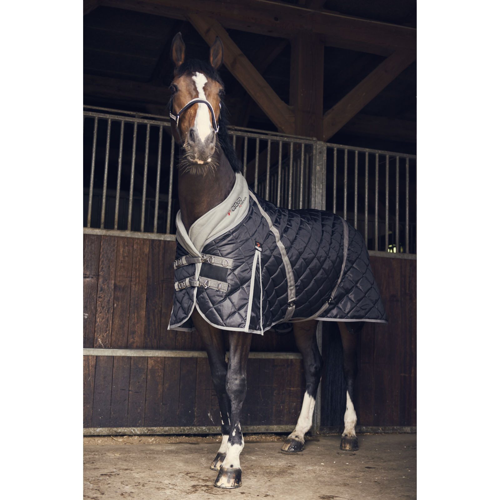 CATAGO Pferde-Stalldecke Stalldecke, 100g schwarz/grau - 115 cm