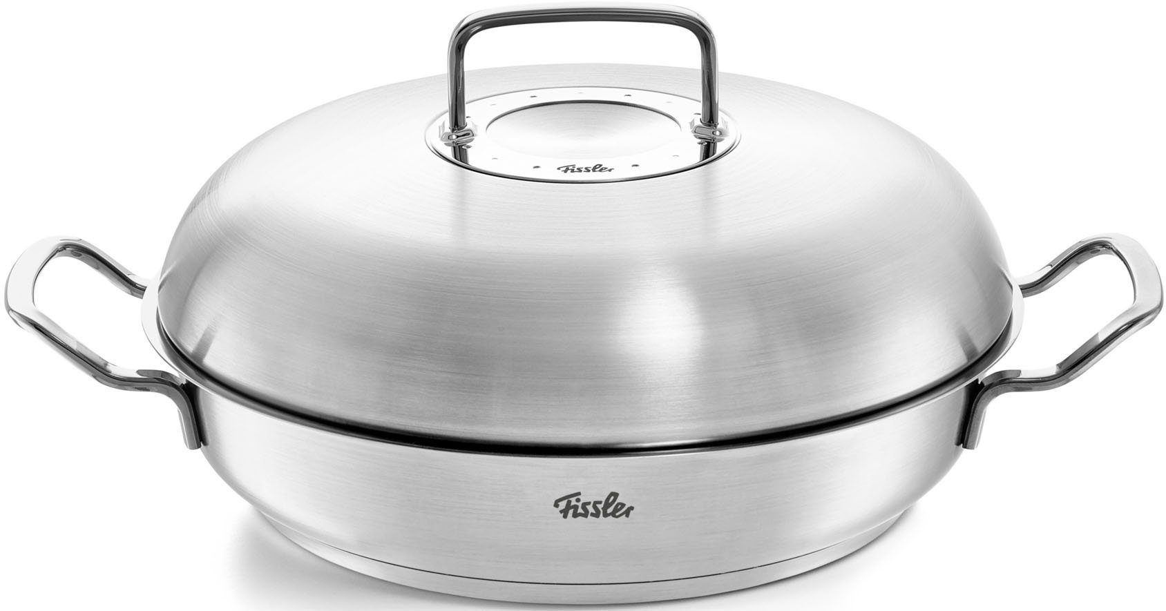 Fissler Servierpfanne ORIGINAL-PROFI COLLECTION® Bräter mit Deckel, Ø 24 cm, Edelstahl 18/10 (2-tlg), mit breitem Schüttrand, Kaltmetallgriffen. Made in Germany