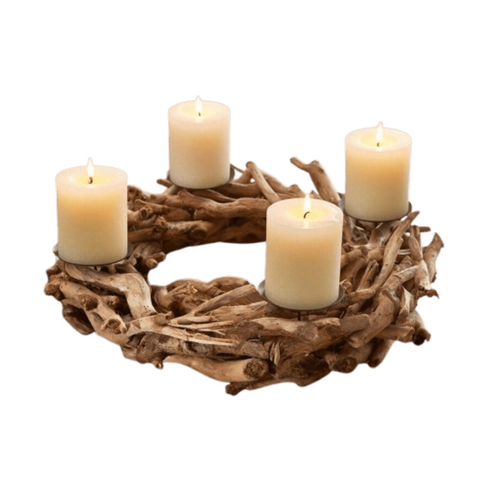 Home-trends24.de Adventskranz Deko Kranz Adventskranz rund Weihnachten Rustikal Natur 40 cm