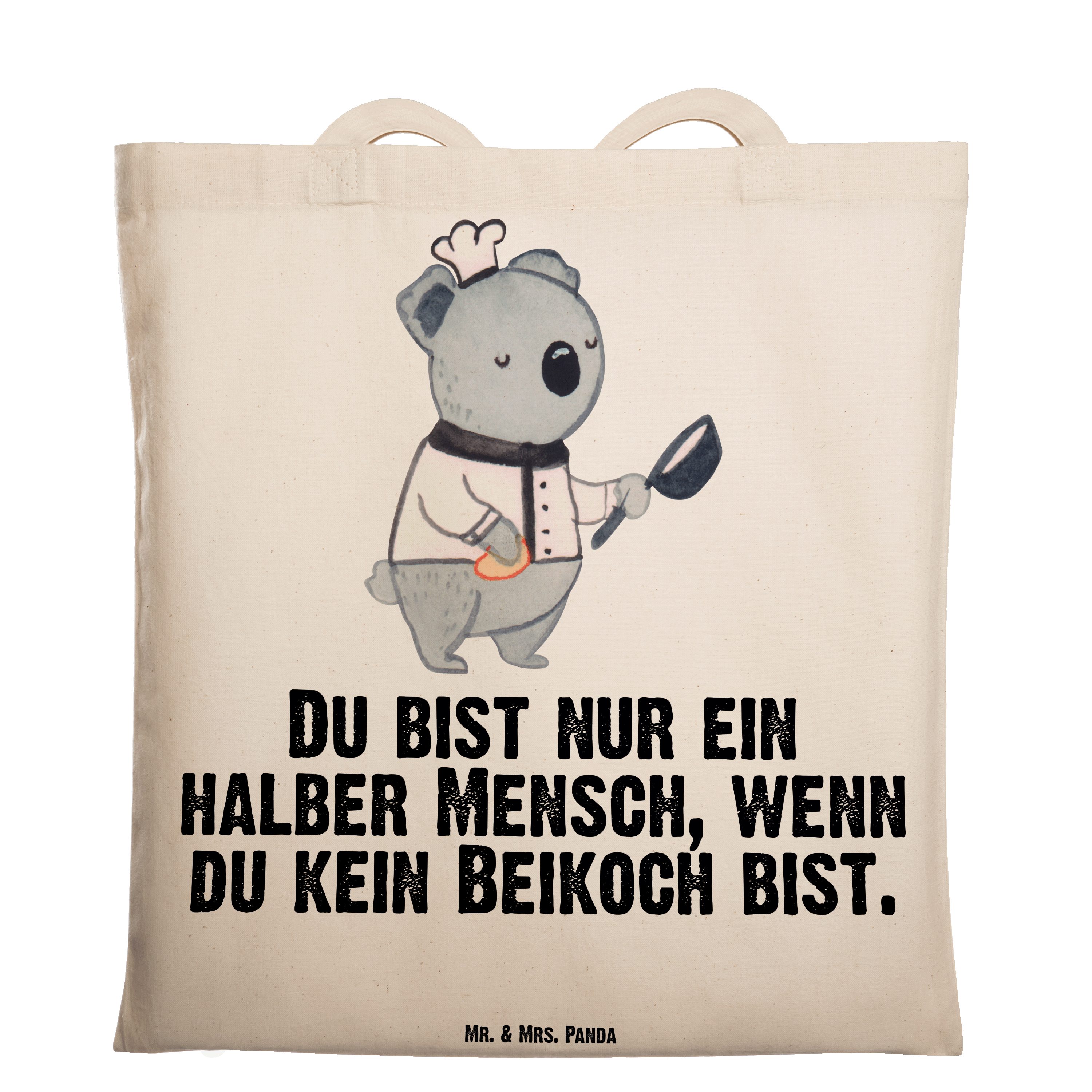 Mr. & Mrs. Panda Tragetasche Beikoch mit Herz - Transparent - Geschenk, Restaurant, Beuteltasche, (1-tlg)