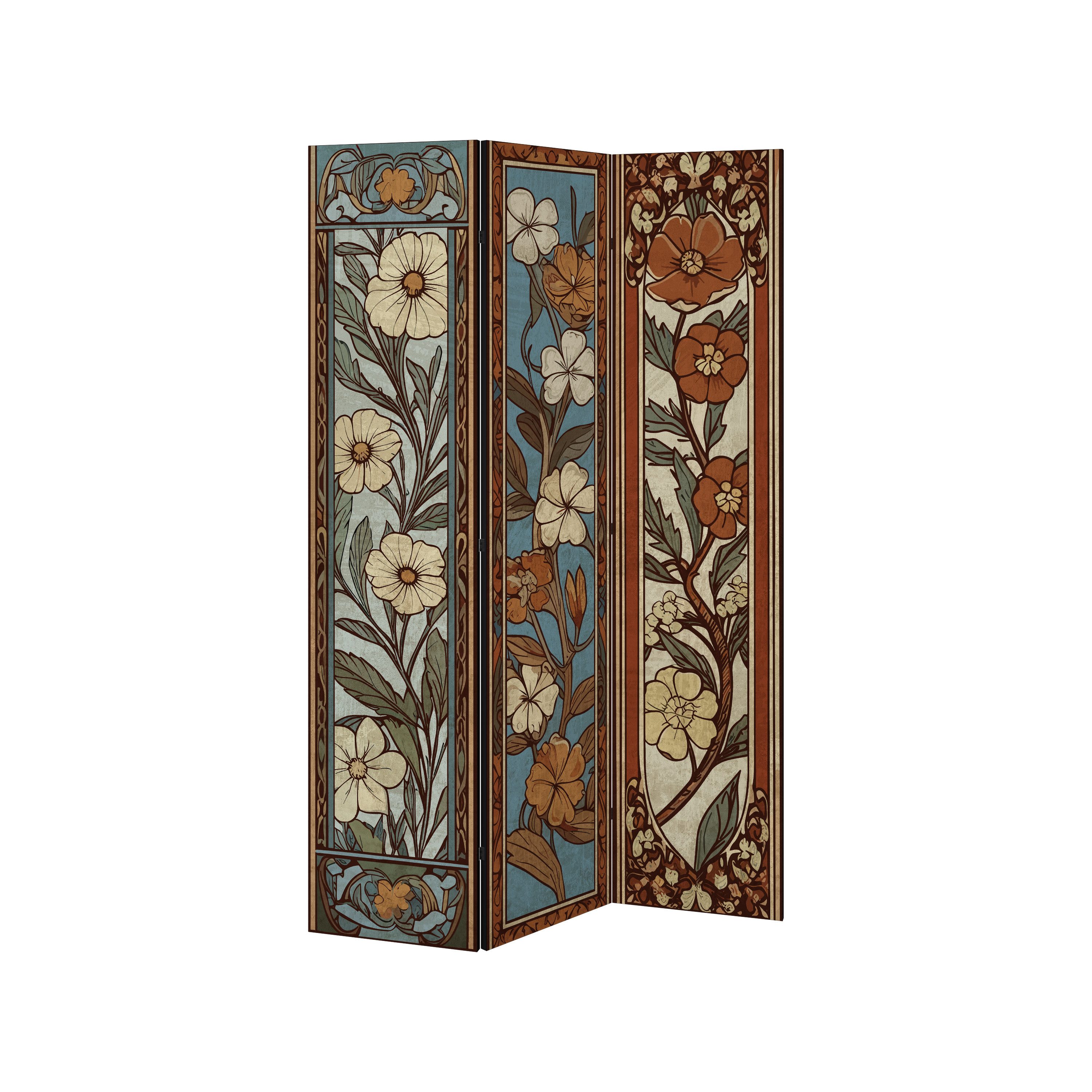 SPACEREBELS Paravent TIMELESS FLORA (1 St), Raumteiler mit 3 Paneelen, einseitig bedruckt, 114 x 168 cm