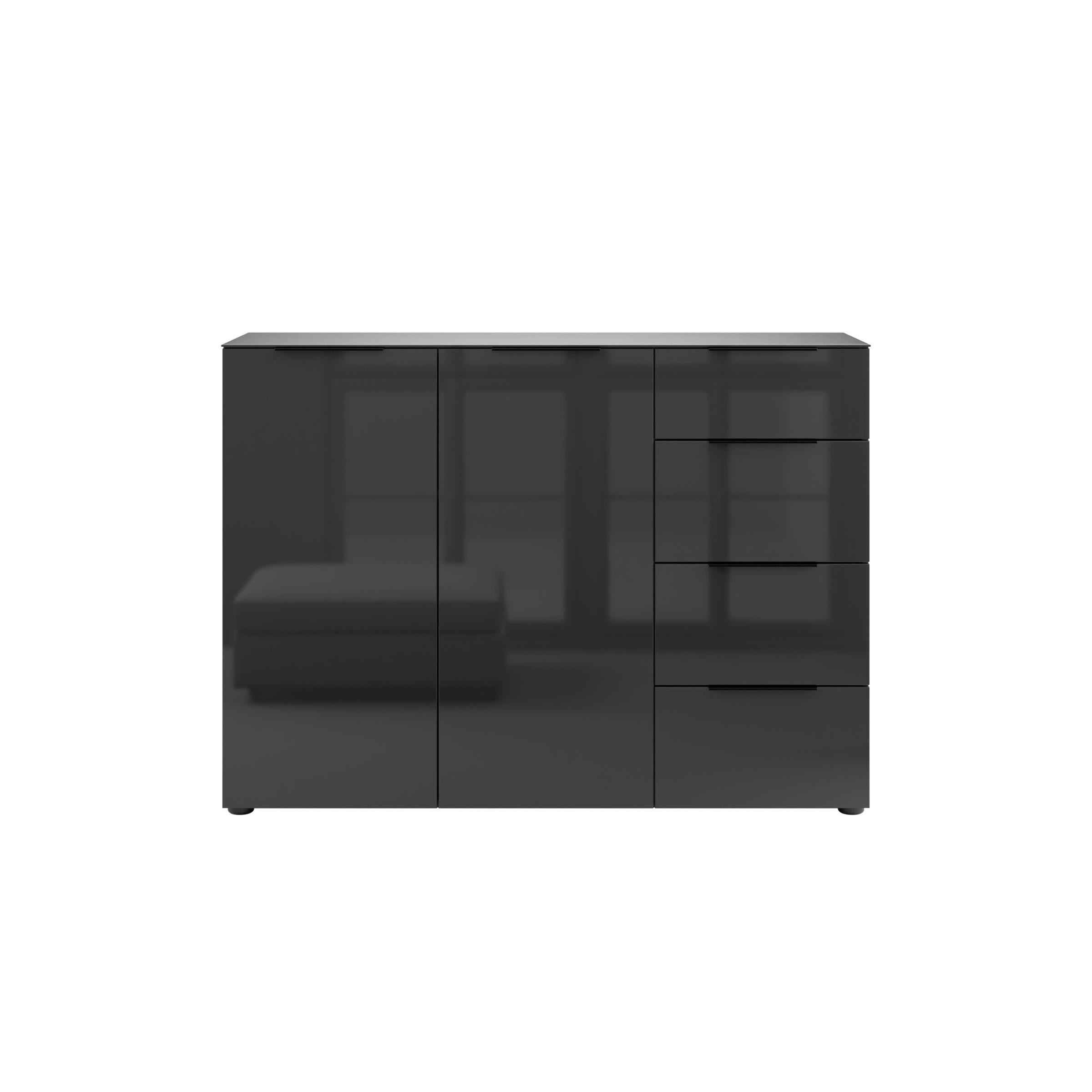 freiraum Sideboard style, in anthrazit matt - Glas anthrazit - 135x98,7x40cm (BxHxT)