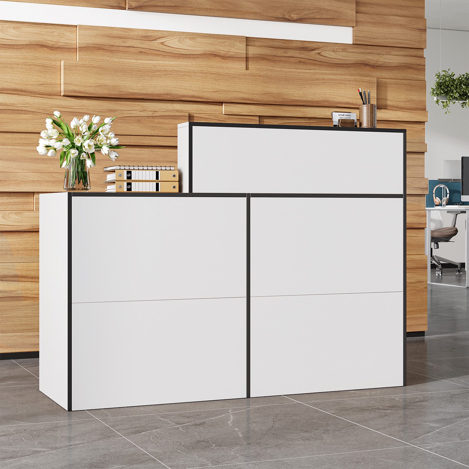 SVEYLXA Empfangstheke mit Theke, 133cm Moderner Schreibtisch für Lobby & Bü günstig online kaufen