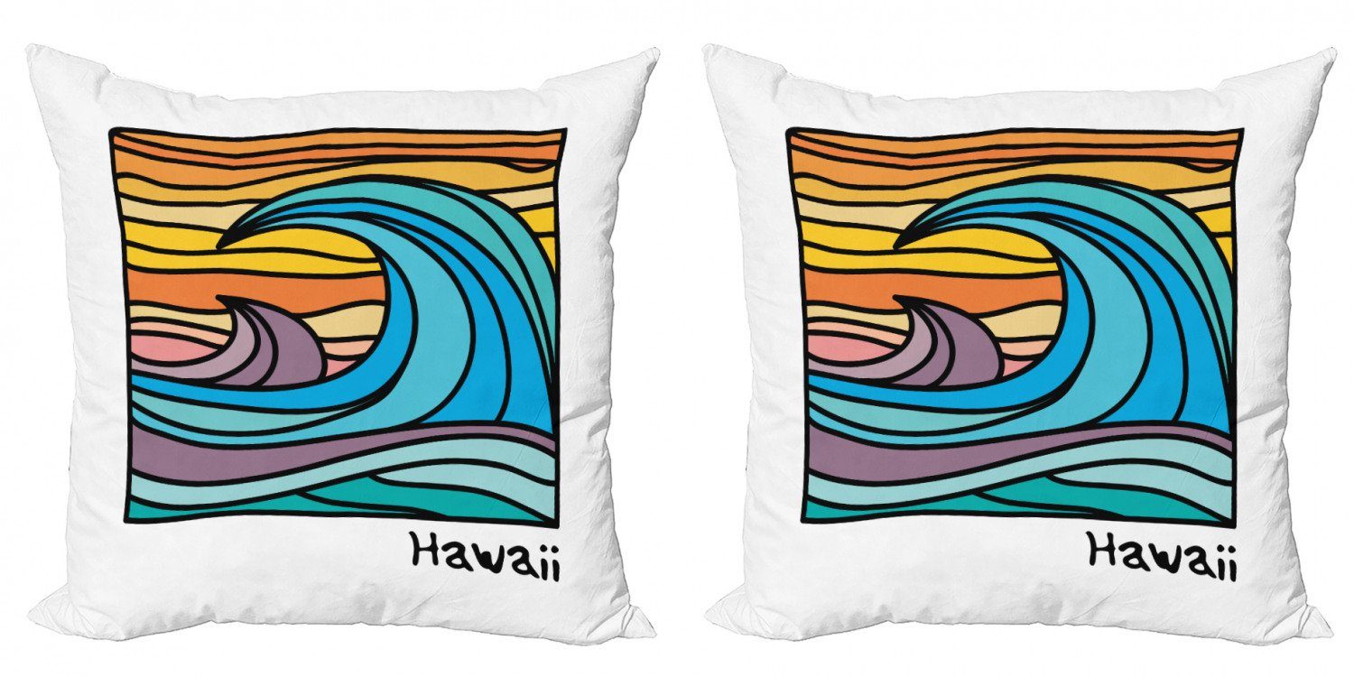 Kissenbezüge Modern Accent Doppelseitiger Digitaldruck, Abakuhaus (2 Stück), Hawaii Abstrakte Ozean-Wellen-Kunst