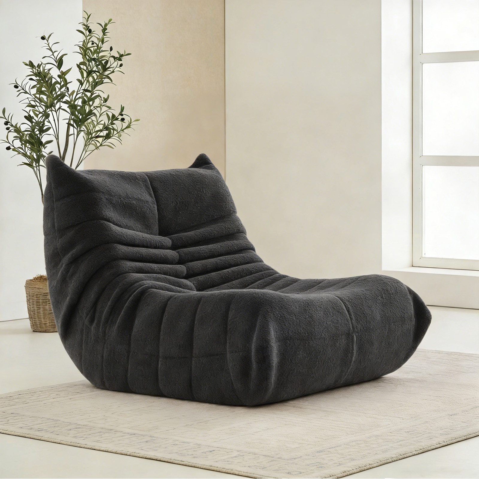 REDOM Sofa Sitzsack, Einzelsofa, Wohnzimmer Sofa, Interne rahmenlose Struktur, Teddyfleece+Schaumstoff mit hoher Dichte 1 Teile