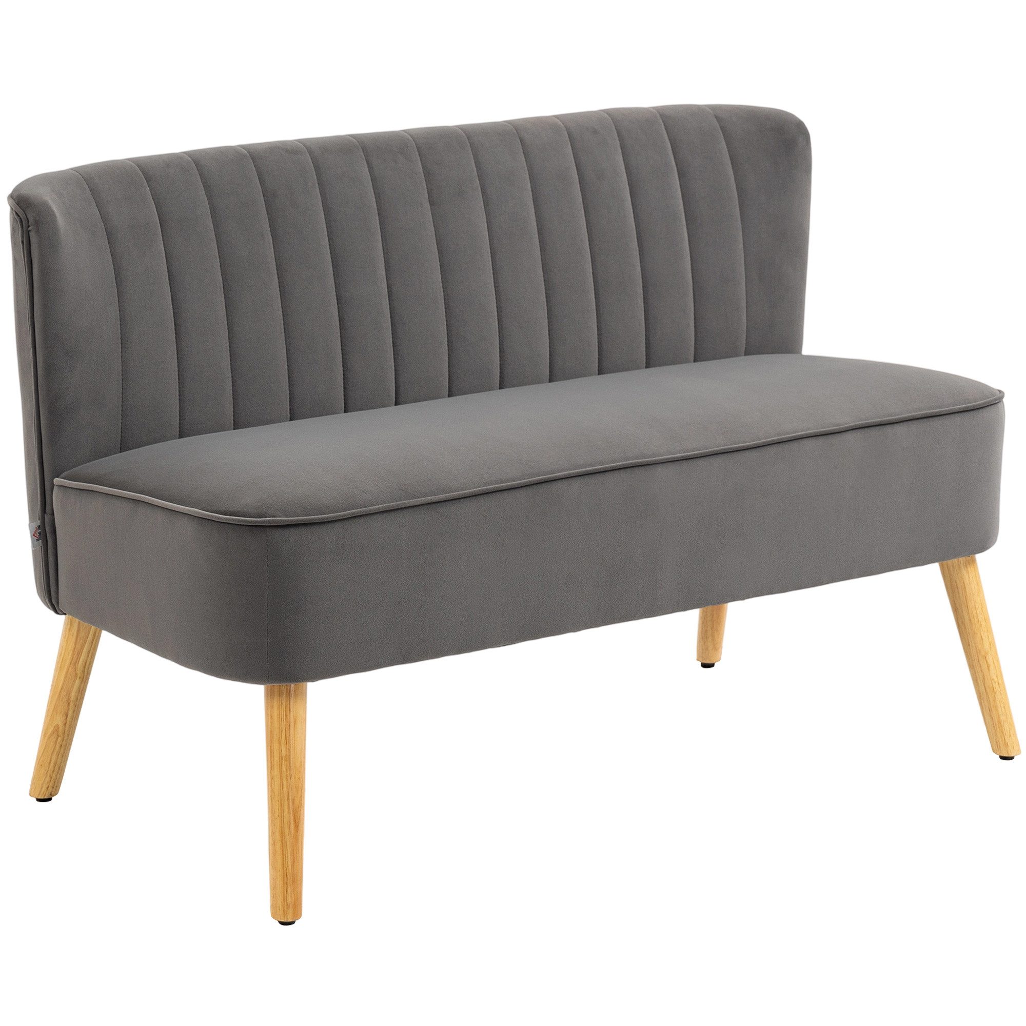 HOMCOM Loveseat Sofa 2 Sitzer mit Samt-Optik (Couch, 1-St., Modern Polstersofa), Dunkelgrau 117 x 56,5 x 77 cm