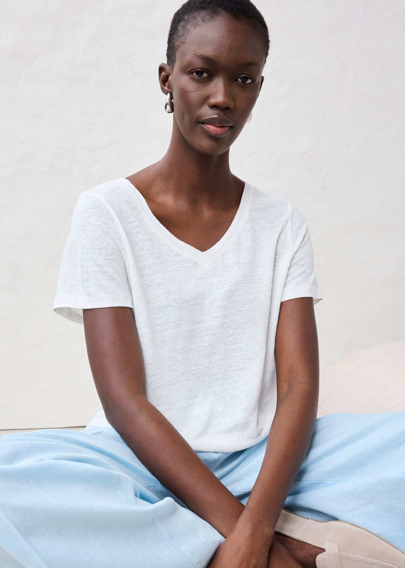 bonprix T-Shirt Mit V-Ausschnitt und Kurzarm günstig online kaufen