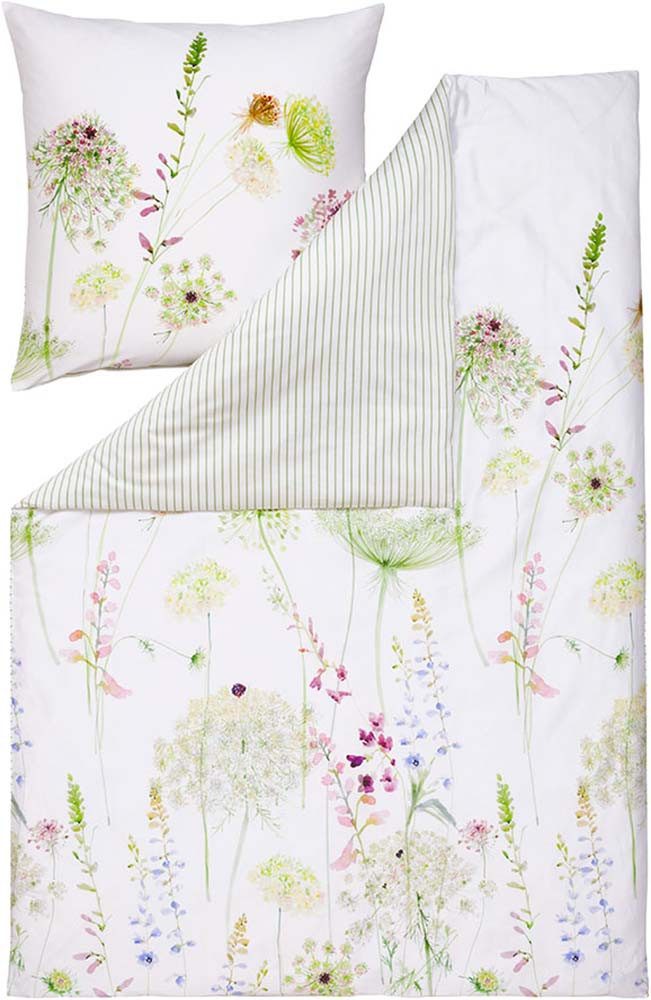 Estella Wendebettwäsche Meadow, Satin, 2 teilig, Der anschmiegsame und atmungsaktive Stoff aus Mako-Satin.