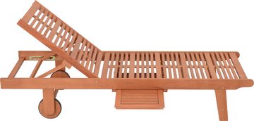 Garden Pleasure Gartenliege Sonnenliege »SAN DIEGO«, braun, Eukalyptusholz, verstellbare Rückenlehne, L: 110, cmausziehbarer Tisch