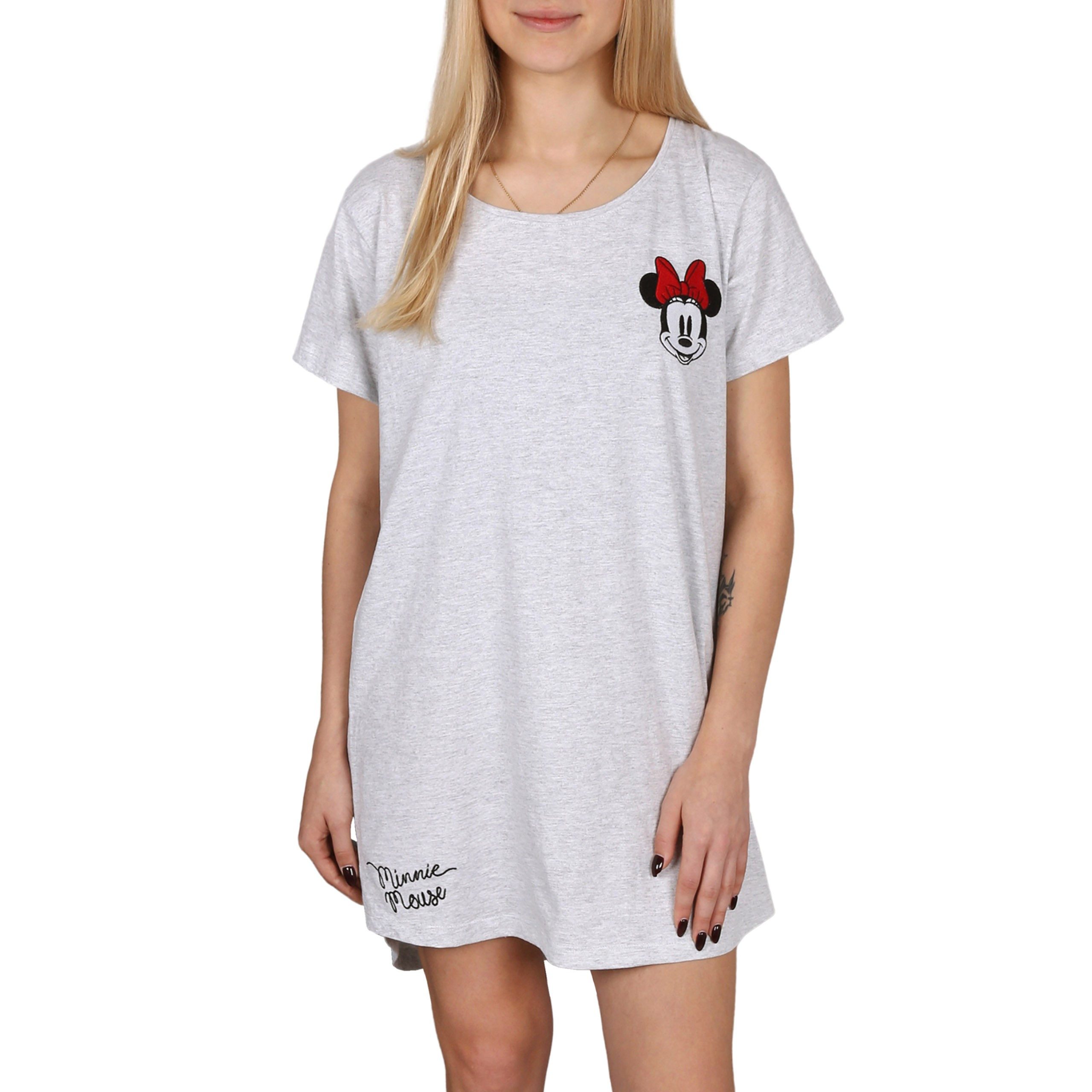 Disney Nachthemd DISNEY Nachthemd Damen – Minnie Mouse, Kurzarm, Grau Meliert