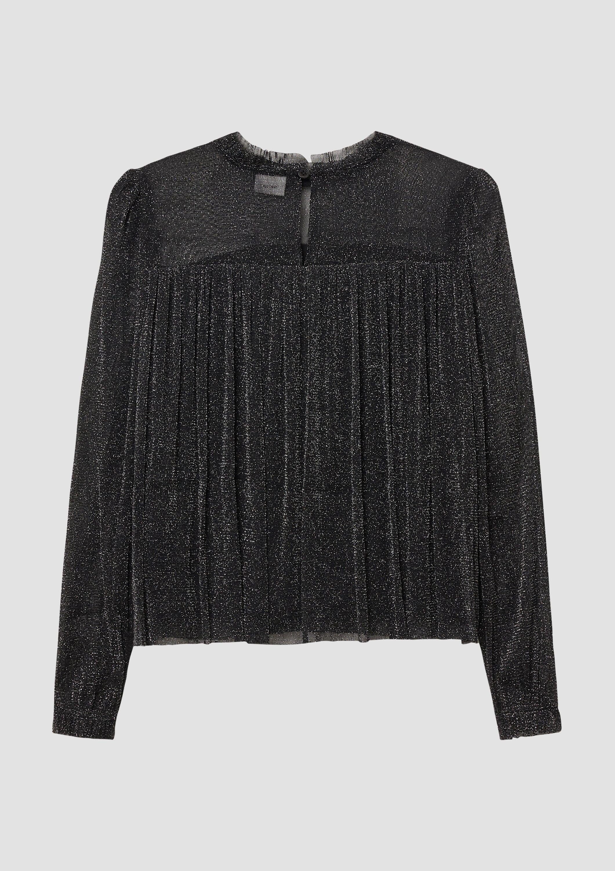 s.Oliver Langarmbluse Bluse Festliches Shirt aus Glitzermesh mit Rüschen